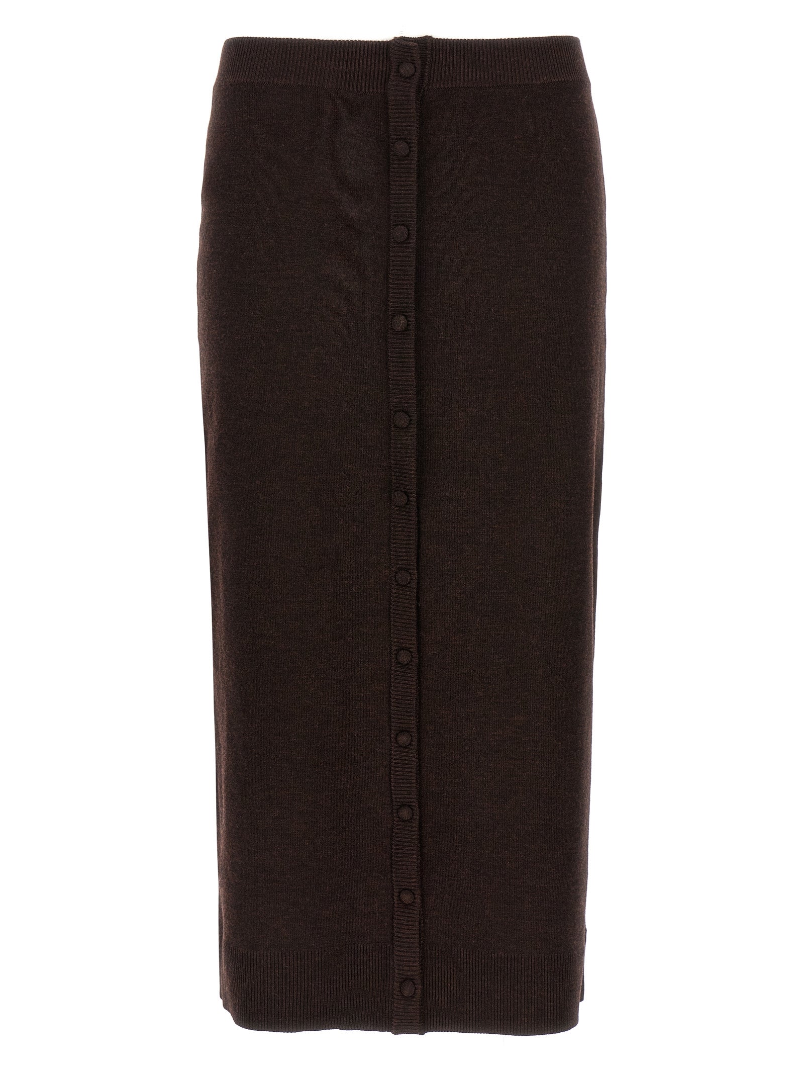 Victoria Beckham Brown Wool Midi Skirt | Artisanal Luxury Fashion