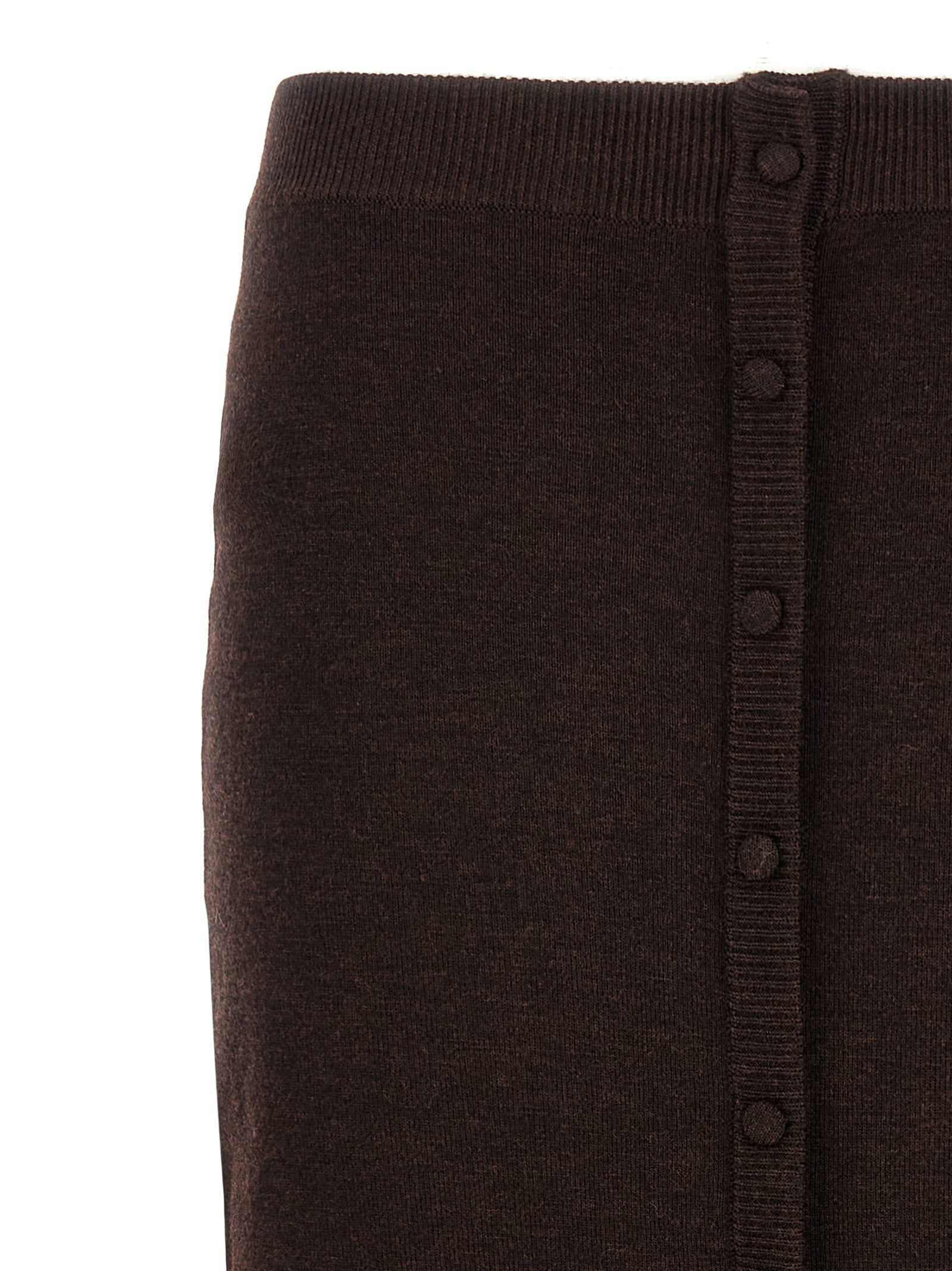 Victoria Beckham Brown Wool Midi Skirt | Artisanal Luxury Fashion