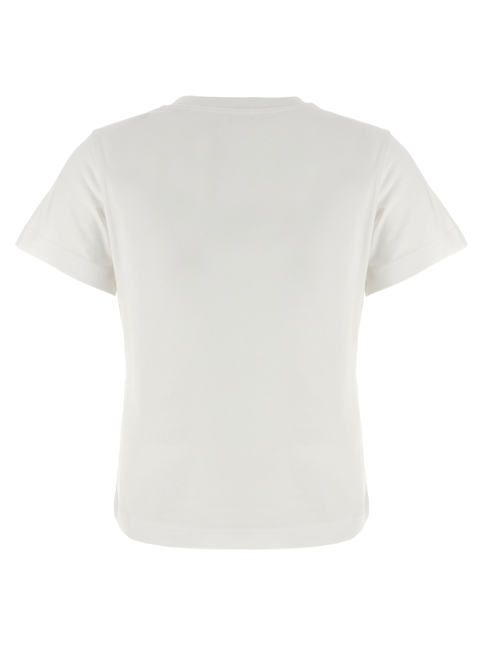 Indulge in the Moncler White Cotton Sportswear T-shirt, a luxurious blend of 100% cotton and exquisite embroidery, embodying effortless elegance for the discerning individual.