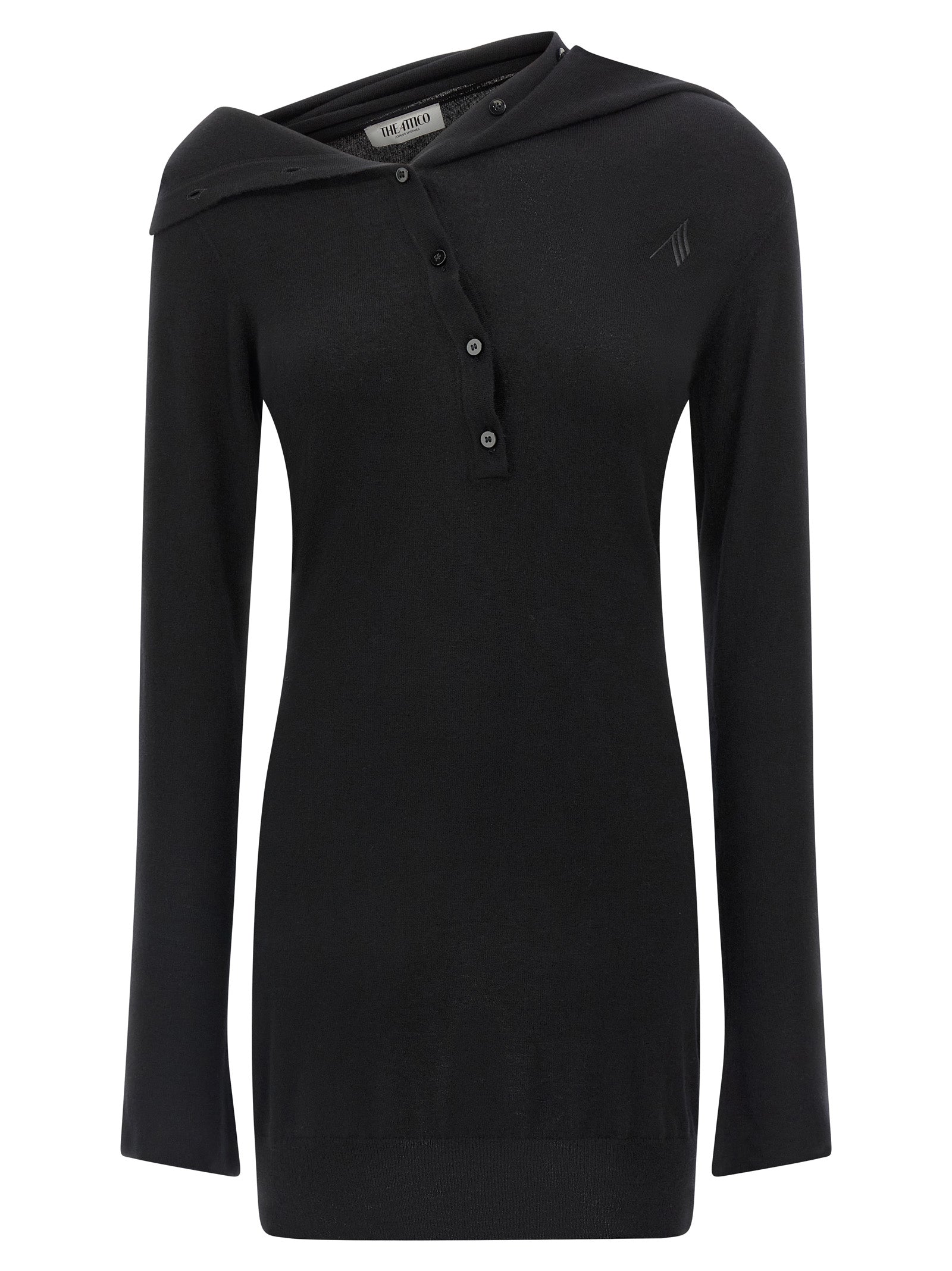Experience the allure of The Attico Black Virgin Wool Short Dress, a luxurious blend of virgin wool and cashmere, embodying timeless elegance and Italian craftsmanship.