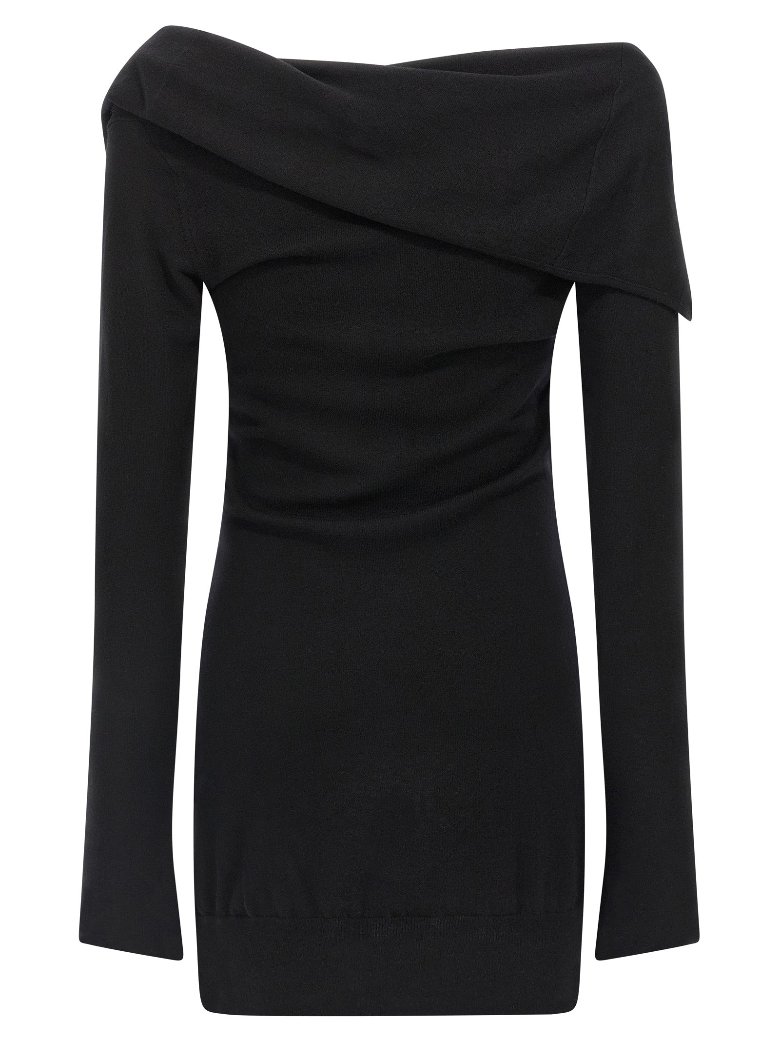 Indulge in the elegance of The Attico Black Virgin Wool Short Dress, a luxurious blend of virgin wool and cashmere, embodying timeless sophistication for the discerning connoisseur.