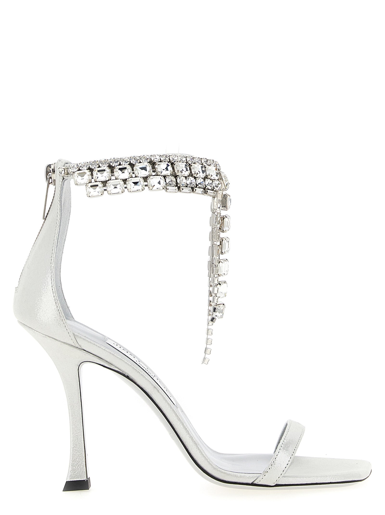 Jimmy Choo Silver Leather Stiletto Heel Sandals