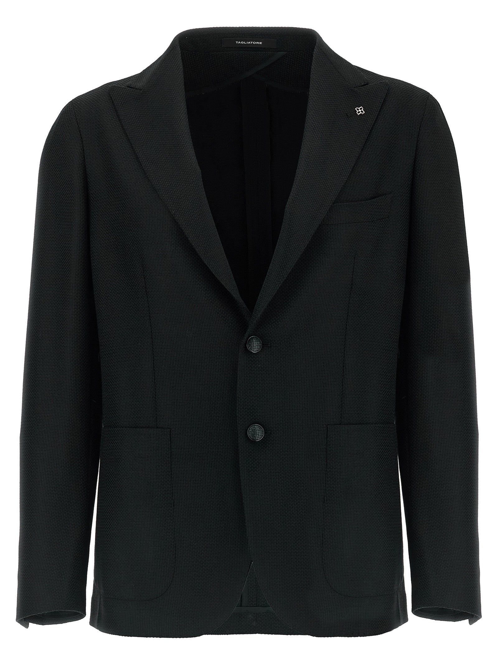Elevate your wardrobe with the Tagliatore Black Virgin Wool Blazer, a masterpiece of Italian craftsmanship, blending exquisite materials with timeless elegance for discerning tastes.