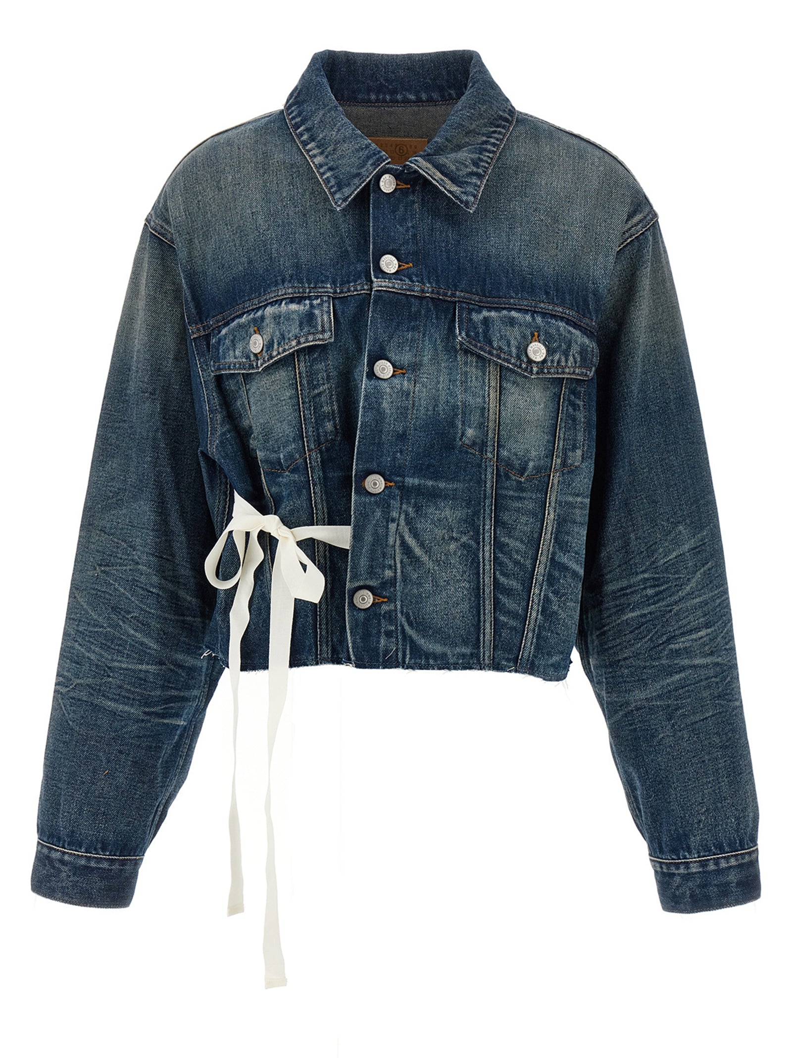 Discover the MM6 Maison Margiela Blue Cotton Denim Jacket, a masterpiece of avant-garde elegance crafted in Italy, redefining luxury for the modern connoisseur.