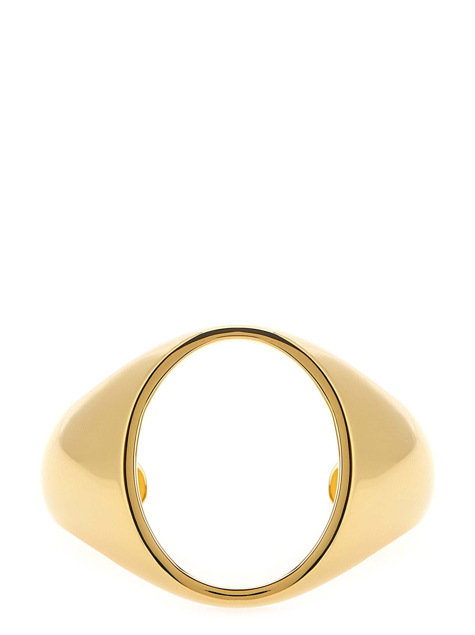 Elevate your elegance with the MM6 Maison Margiela Gold Brass Bracelet, a masterpiece of gilded craftsmanship that embodies timeless sophistication and bold refinement.