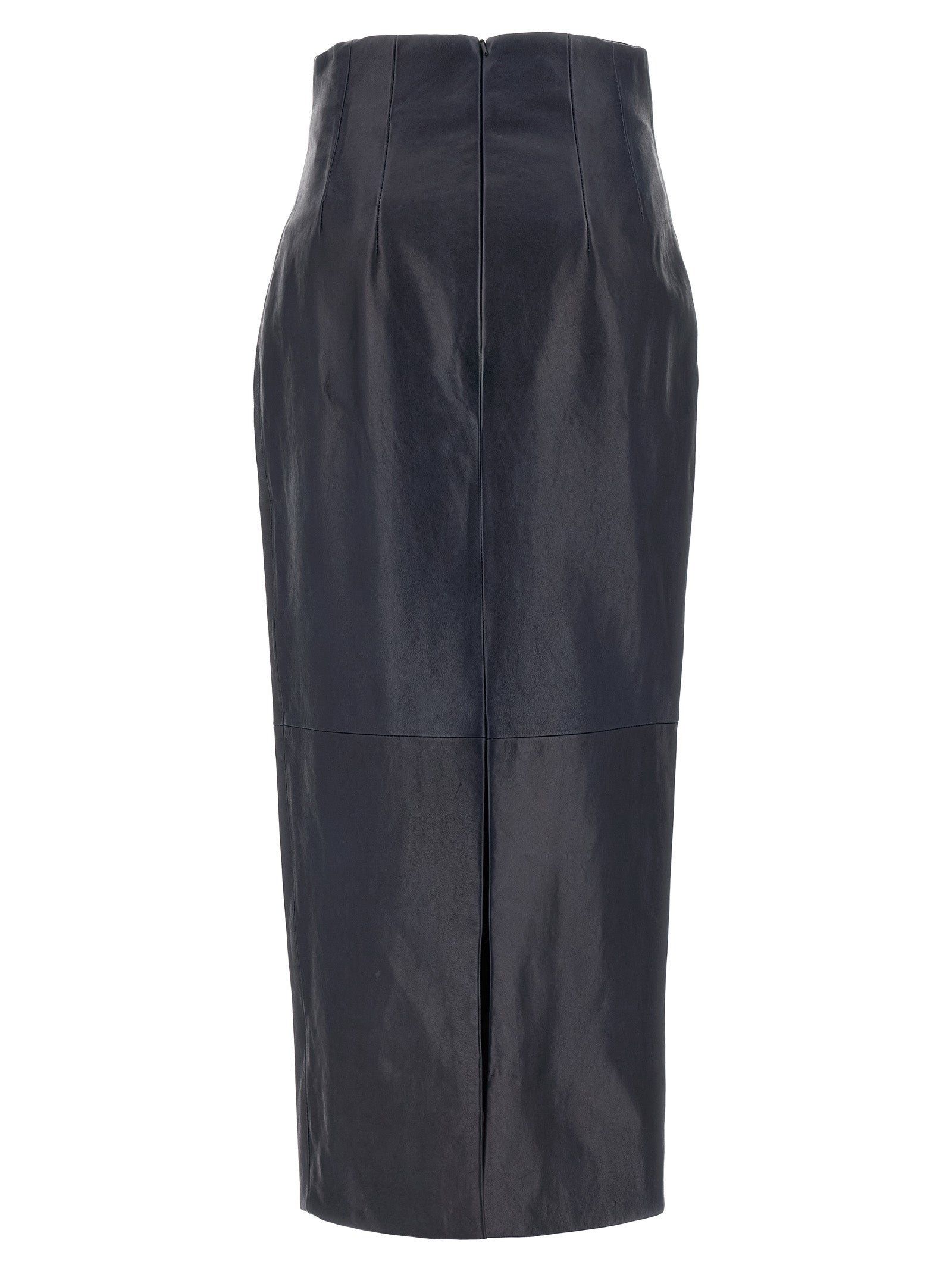 Indulge in the KHAITE Loxley leather midi skirt, a luxurious blend of 100% lamb leather, showcasing exquisite craftsmanship and timeless elegance for the discerning individual.