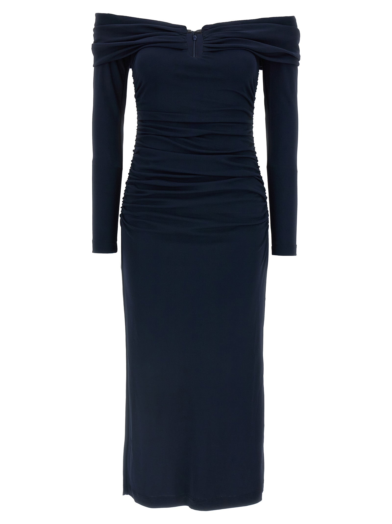 Carolina Herrera Blue Marabou Midi Dress | Designer Couture Elegance