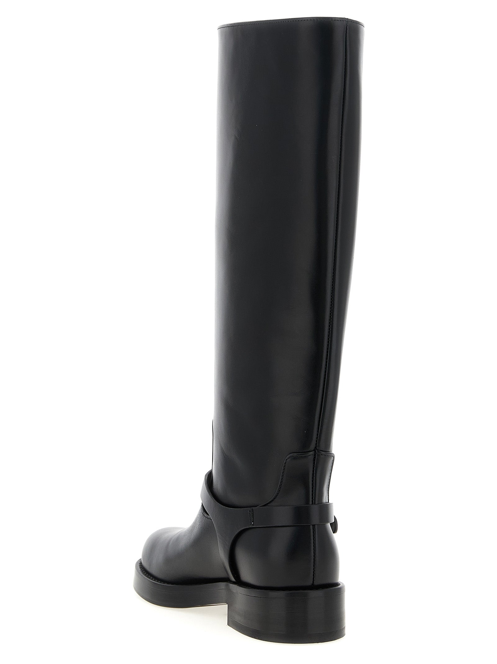 Elisabetta Franchi Black Calfskin Over The Knee
