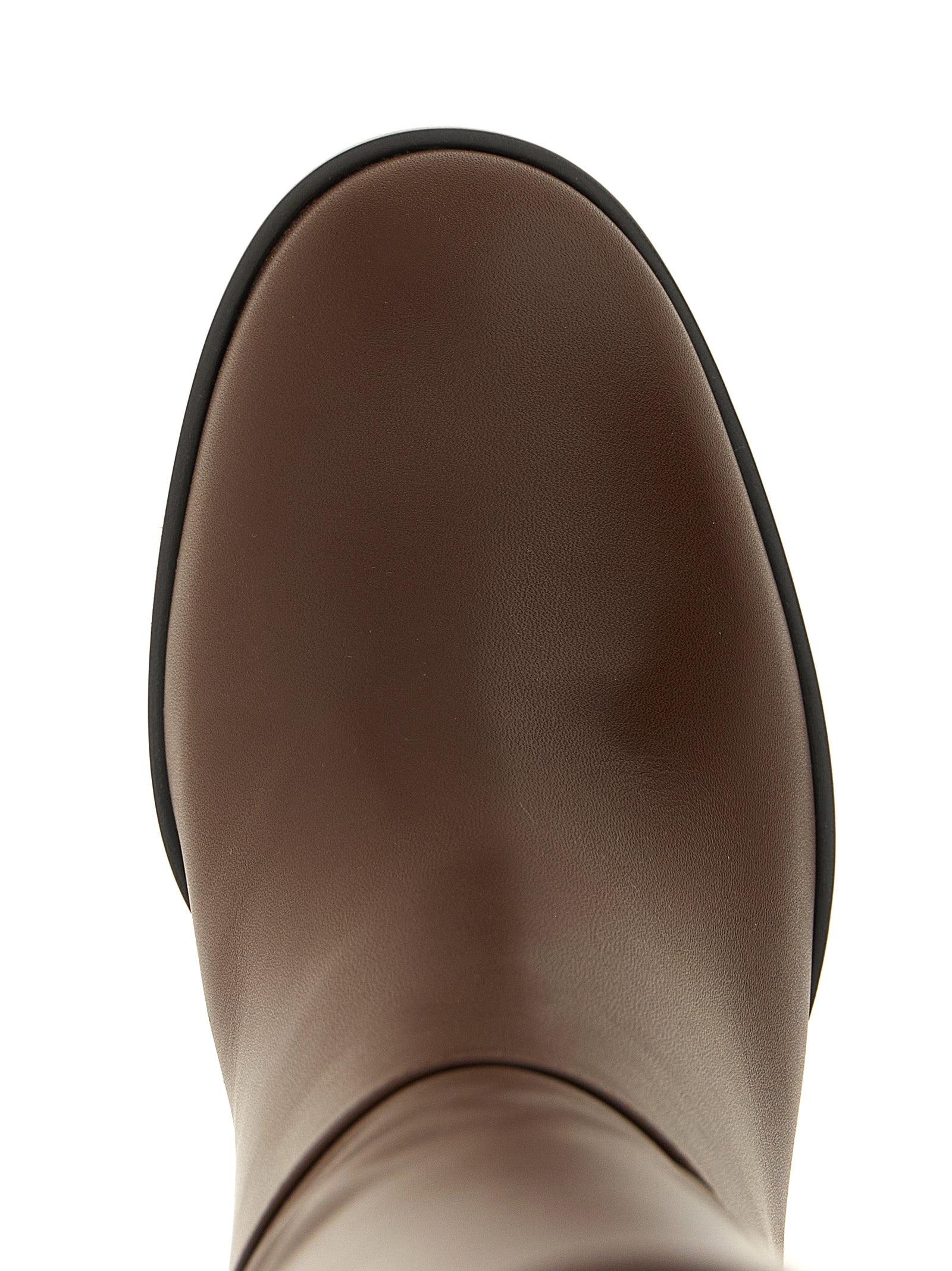 Elevate your style with Gianvito Rossi's Santiago over-the-knee boots, crafted from luxurious brown calfskin leather, embodying timeless elegance and artisanal excellence.