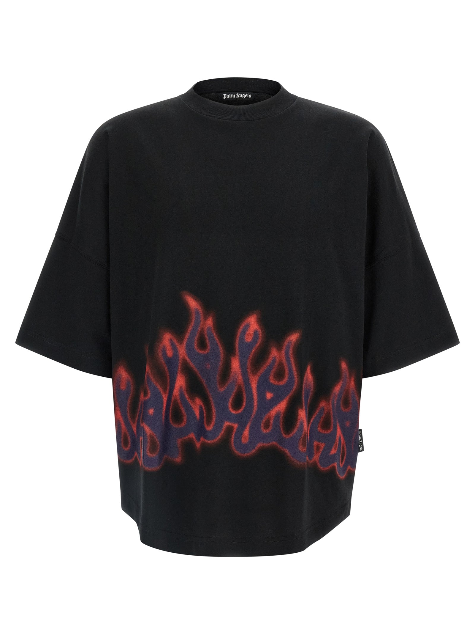 Elevate your style with the Palm Angels Black Cotton T-Shirt, a luxurious blend of Italian craftsmanship and bold design, perfect for the discerning fashion connoisseur.