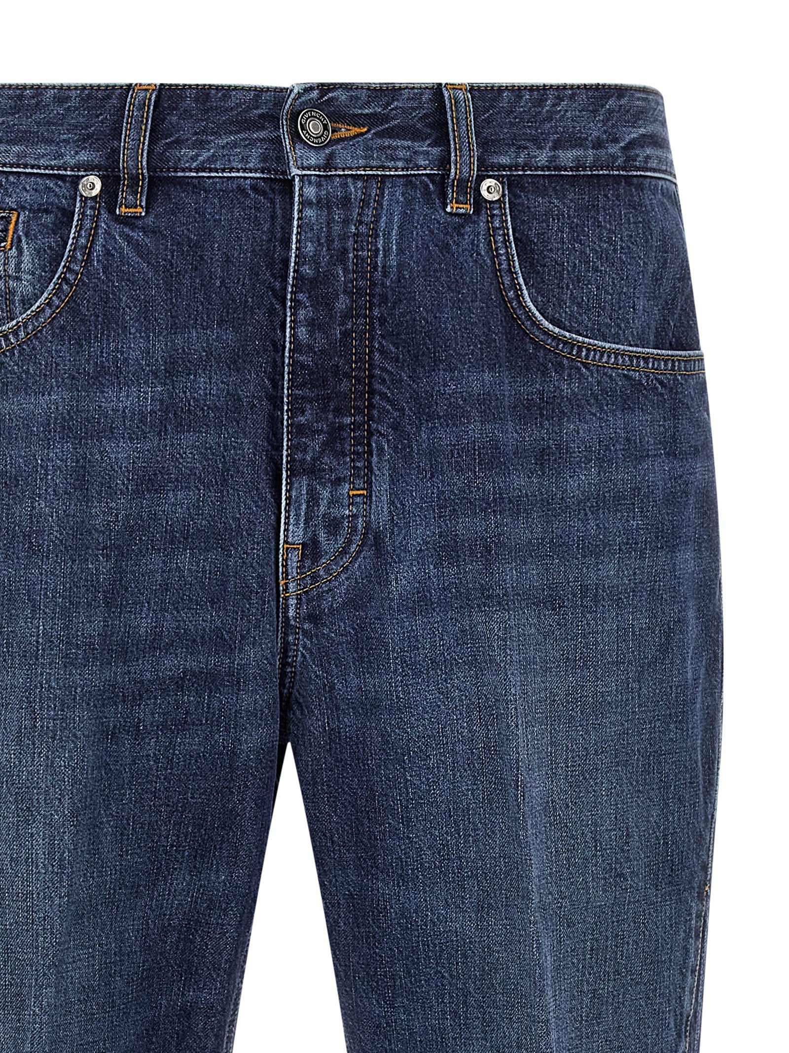 Givenchy Blue Cotton Straight-Leg Jeans - Artisanal Luxury Denim