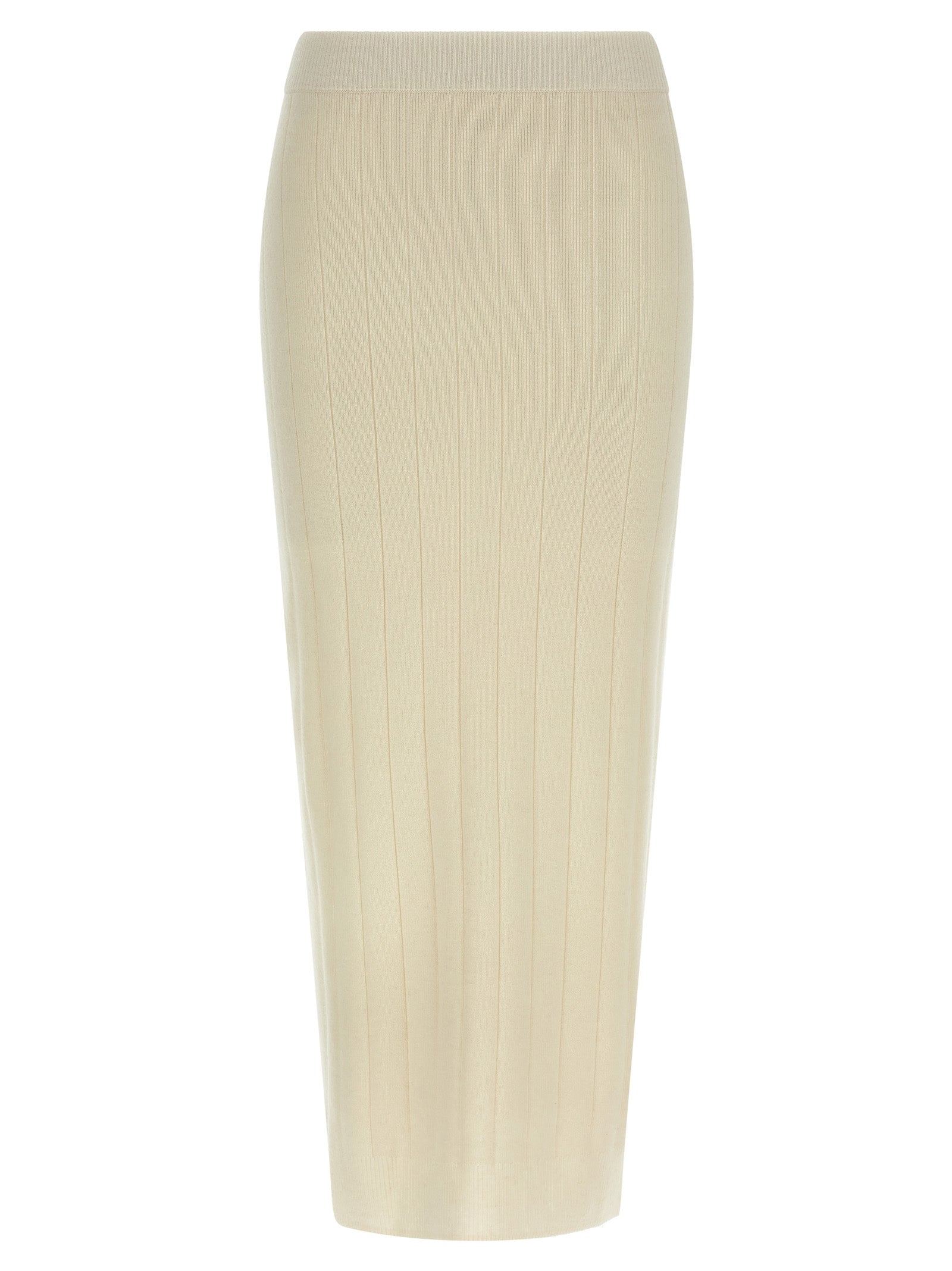 Max Mara White Cashmere Midi Skirt - Luxurious Couture Elegance