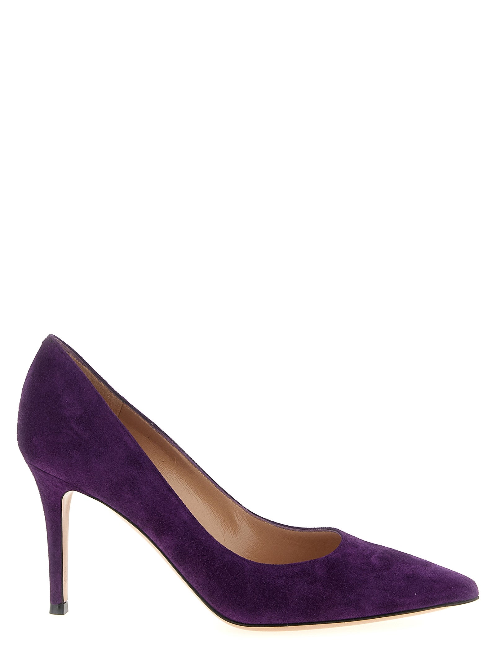Elevate your style with Gianvito Rossi's Purple Suede Leather High Heel Pumps, where exquisite Italian craftsmanship meets bold sophistication for unforgettable elegance.