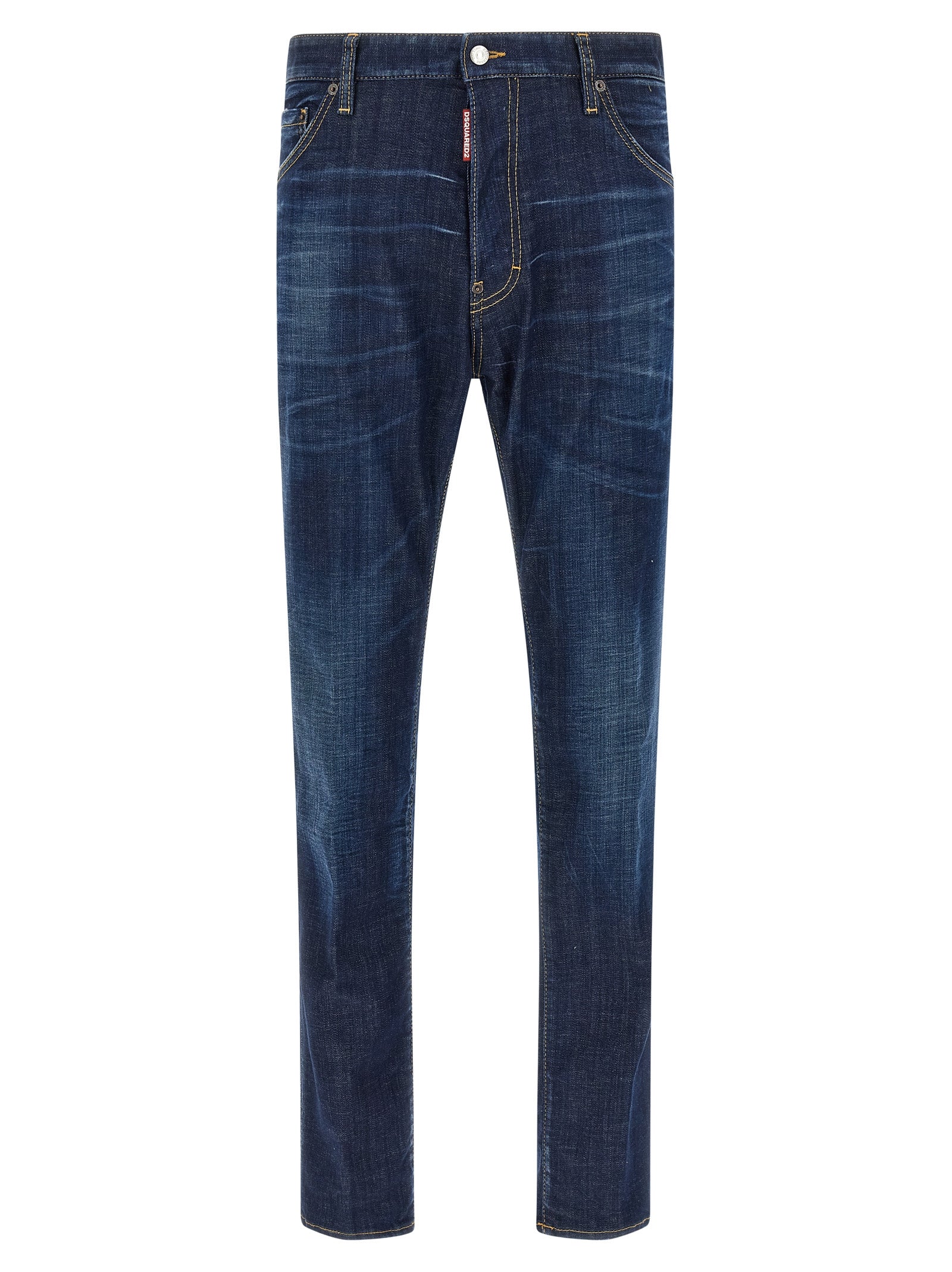 Dsquared² Blue Cotton Straight-Leg Jeans - Designer Luxury Couture