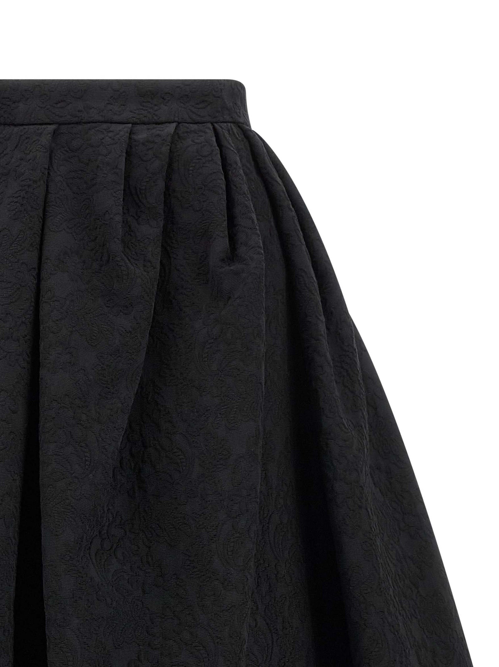 Carolina Herrera Black Cotton Midi Skirt | Designer Couture Elegance