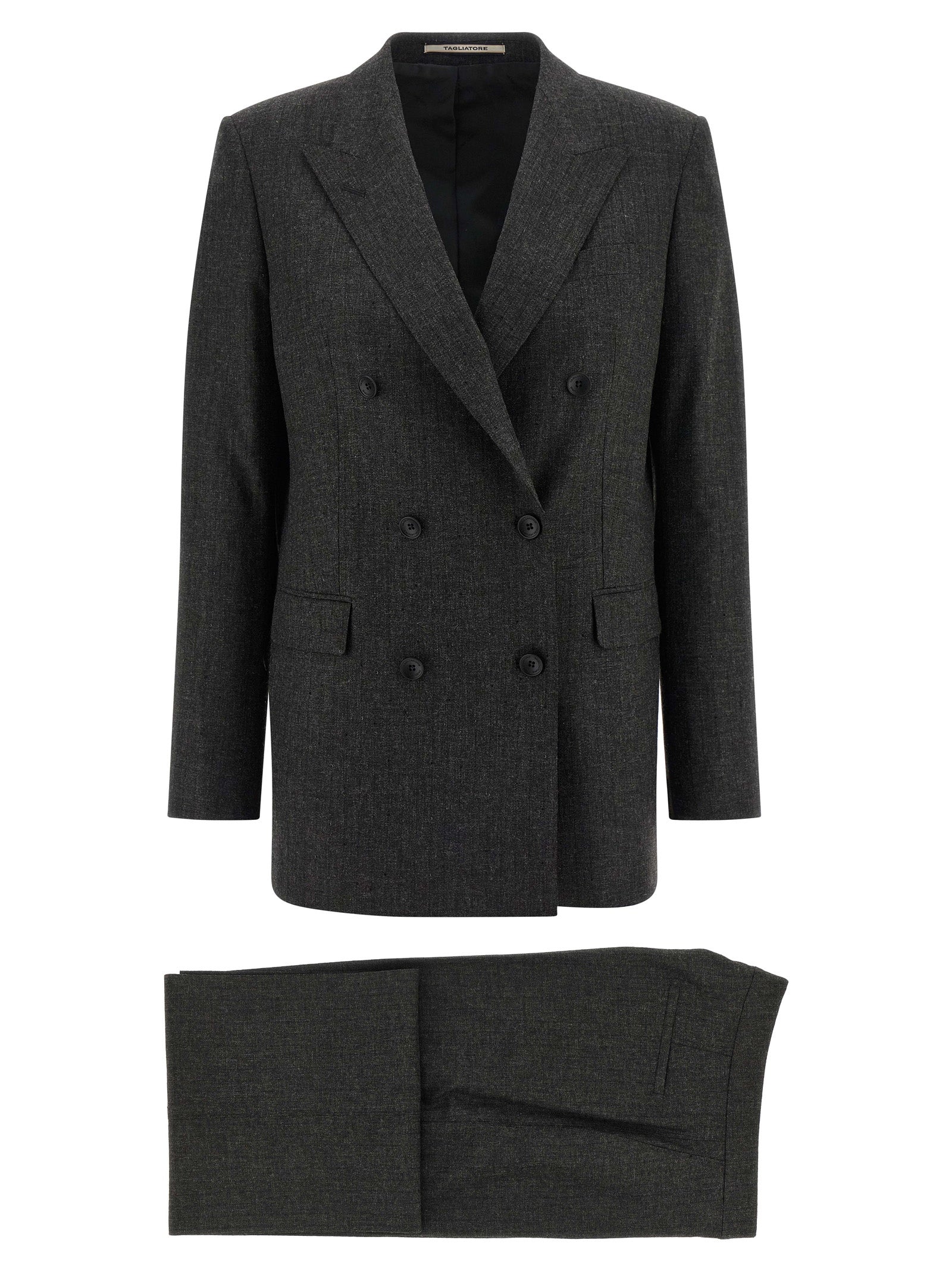 Elevate your presence with the TAGLIATORE Gray Viscose Two-Piece Suit, a masterpiece of artisanal elegance crafted from luxurious materials for the discerning individual.