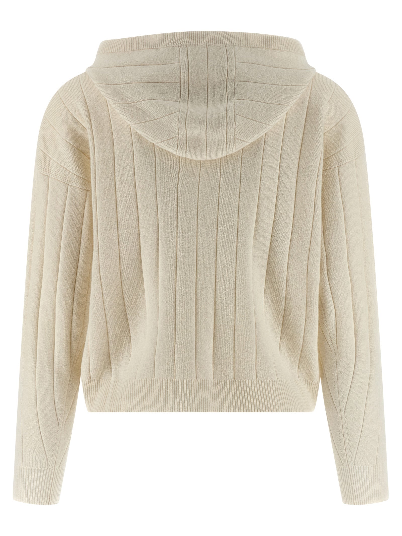 Elevate your wardrobe with the Max Mara White Cashmere Cardigan, a luxurious blend of sophistication and comfort, perfect for the discerning fashion connoisseur.