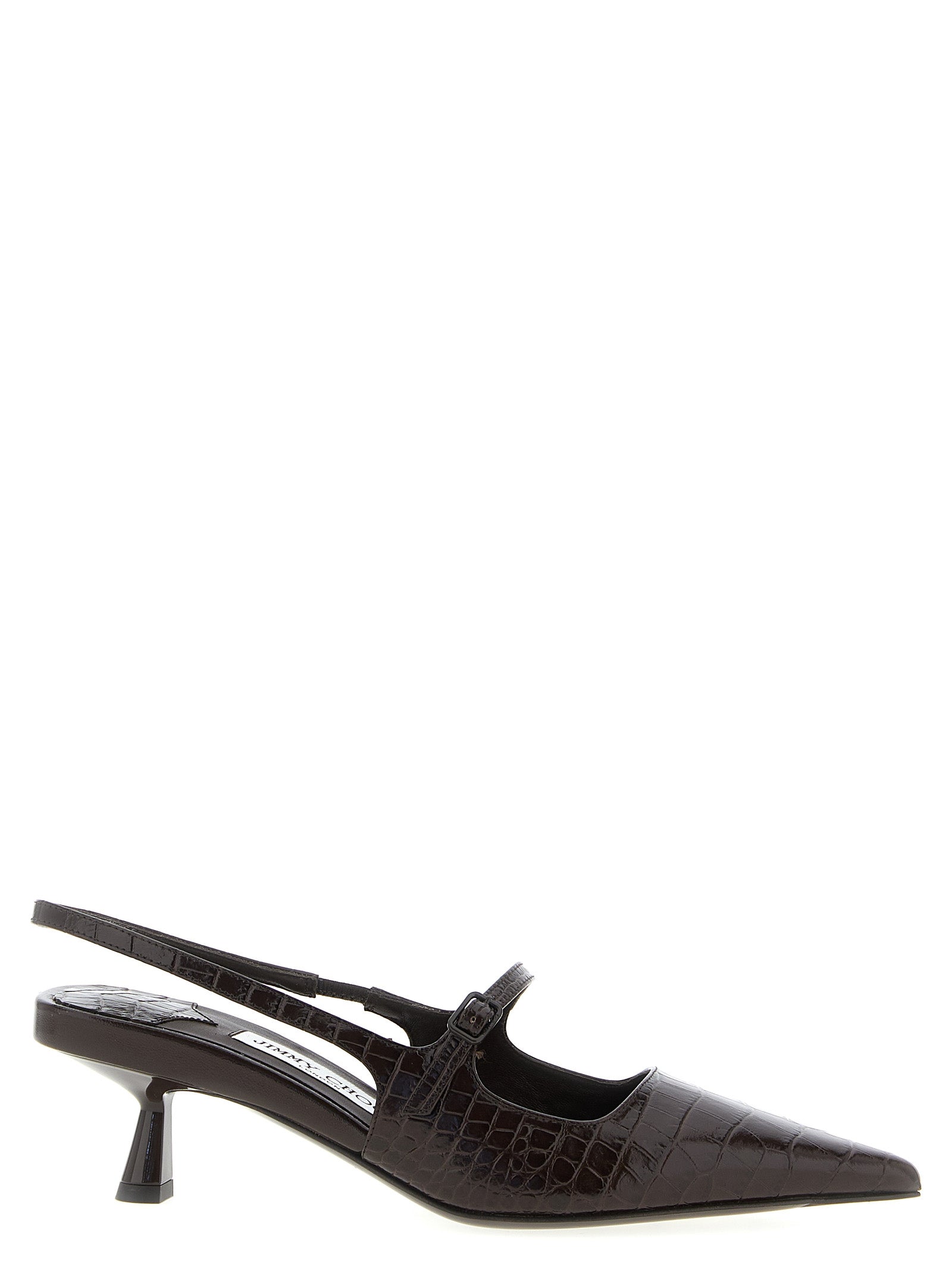 Elevate your style with Jimmy Choo's Didi pumps, crafted from exquisite crocodile-print leather, embodying artisanal elegance for the discerning fashion connoisseur.