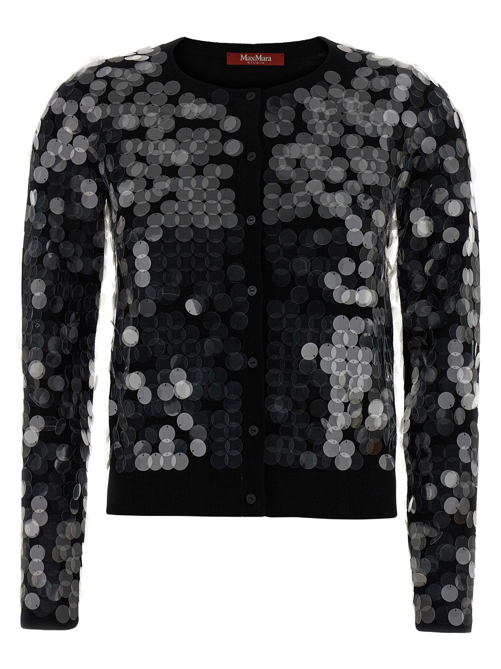 Indulge in the Max Mara Black Virgin Wool Cardigan, a luxurious blend of timeless elegance and exquisite craftsmanship, perfect for sophisticated occasions.