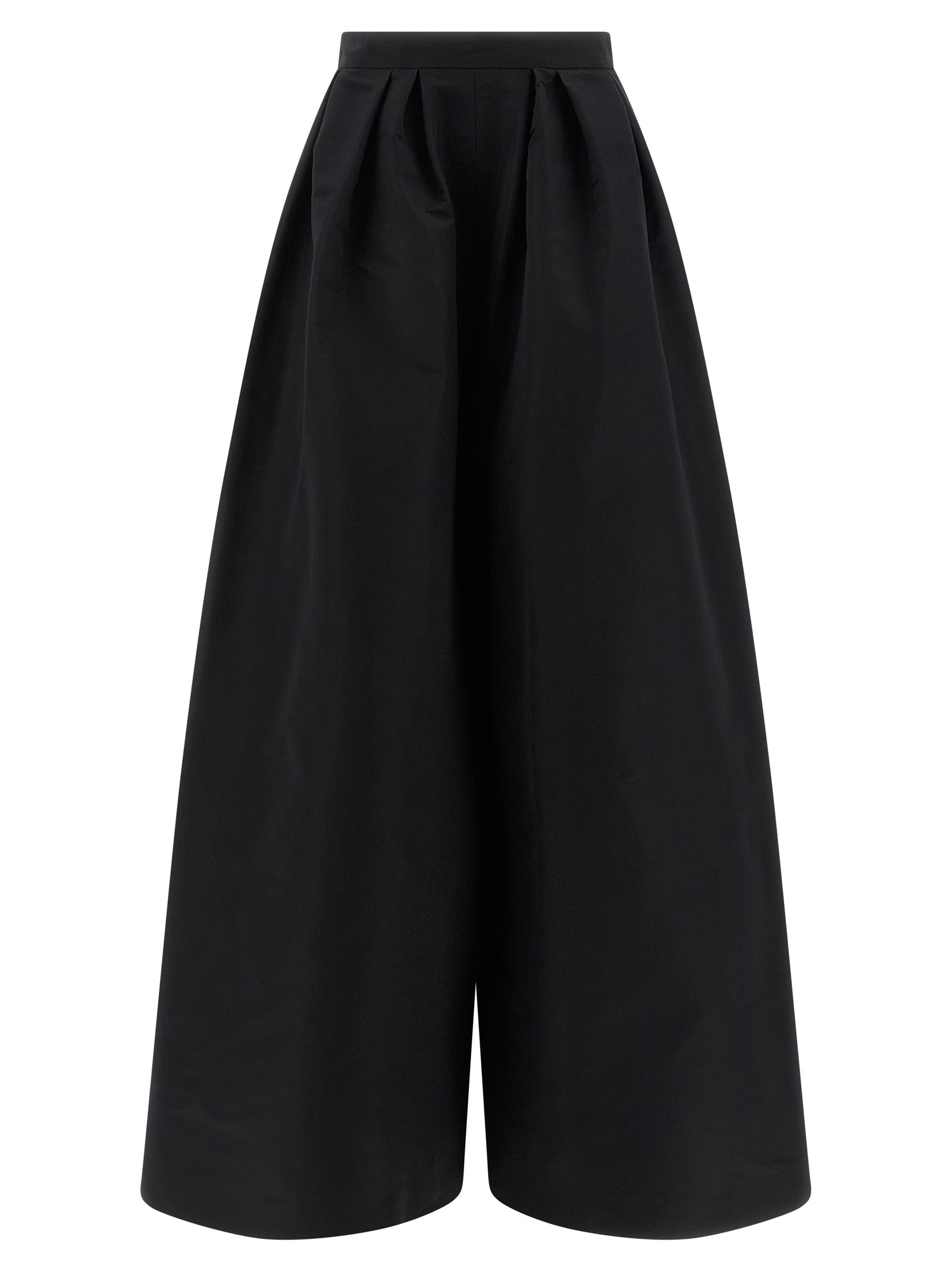 Carolina Herrera Black Silk Casual Pants, Designer Elegance