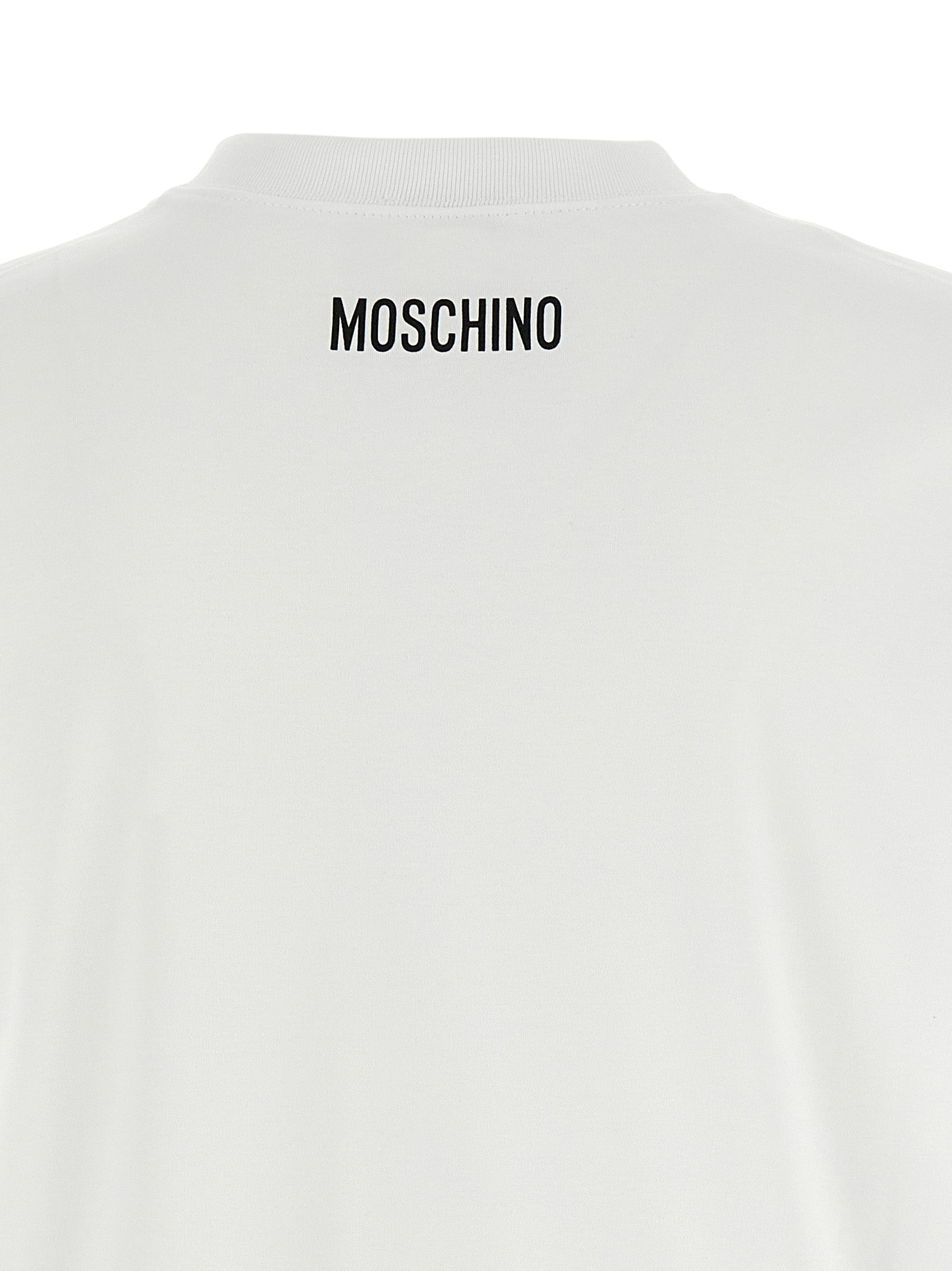 Elevate your style with the Moschino White Cotton T-Shirt, a luxurious statement piece crafted in Portugal, embodying sophistication and effortless allure.