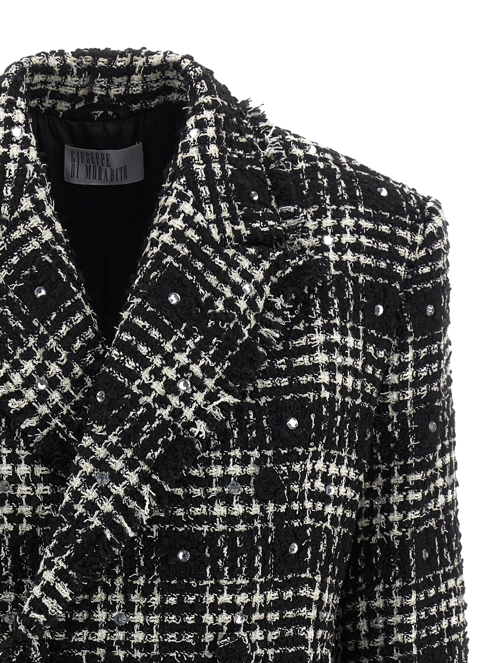 Elevate your style with the Giuseppe Di Morabito Bicolor Cotton Blazer, a masterpiece of Italian craftsmanship adorned with rhinestones, perfect for the discerning fashion connoisseur.