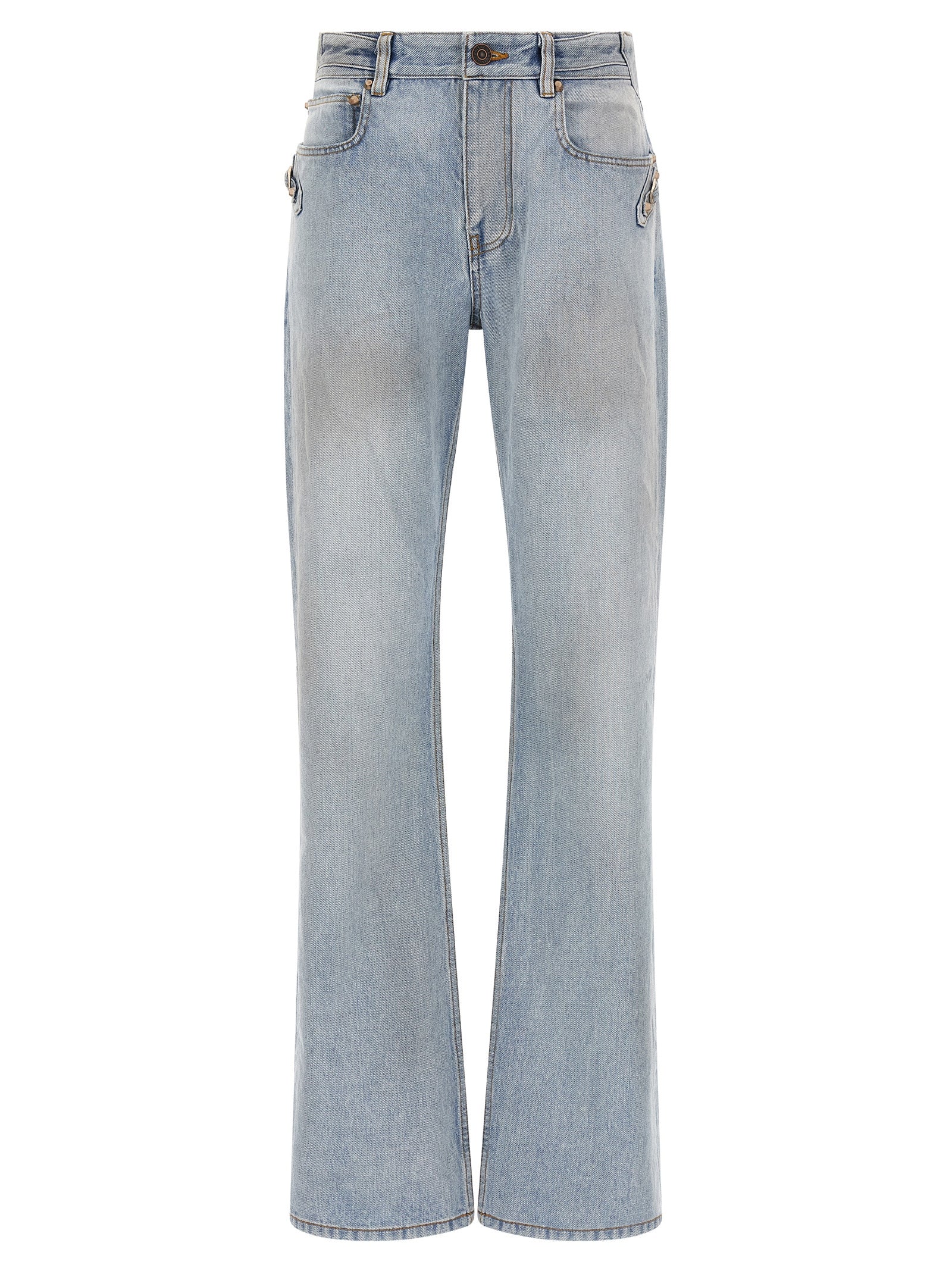 Balenciaga Blue Cotton Straight-Leg Jeans, Designer Luxury Denim