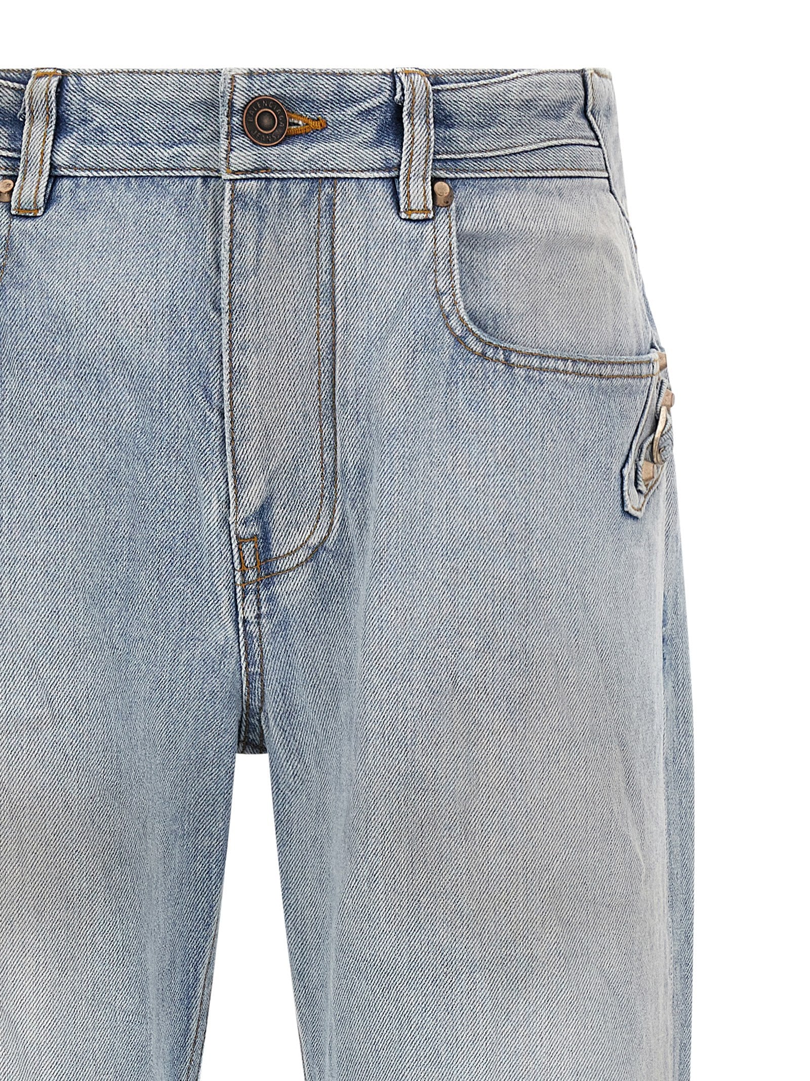 Balenciaga Blue Cotton Straight-Leg Jeans, Designer Luxury Denim
