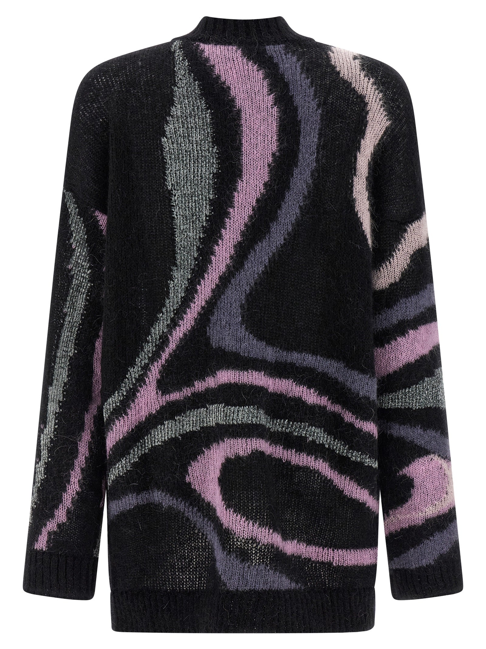 Indulge in the Emilio Pucci Black Wool Cardigan, a luxurious blend of mohair and wool, embodying artistry and sophistication for the discerning individual.