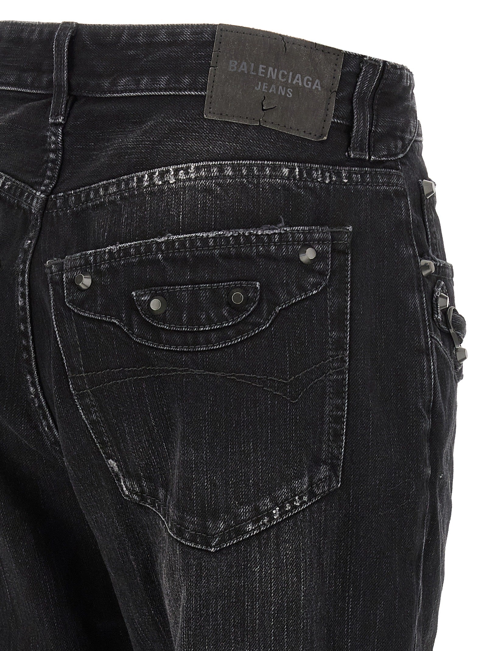 Balenciaga Black Cotton Straight-Leg Jeans, Designer Luxury Couture