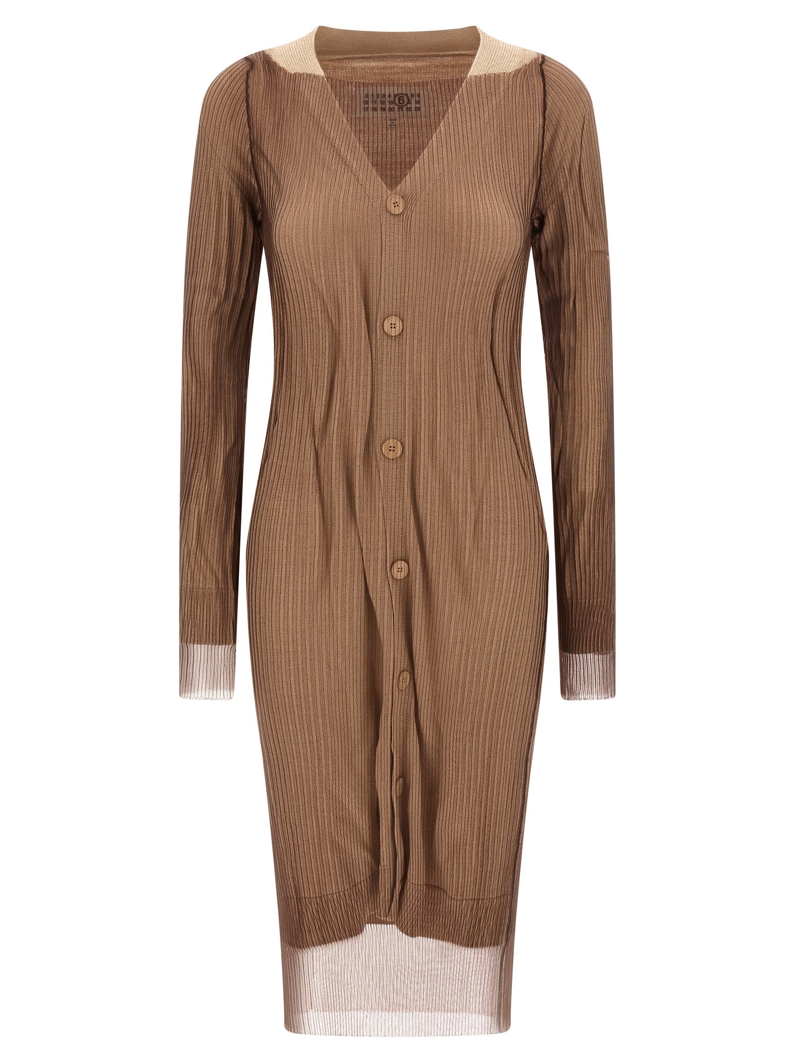 Discover the MM6 Maison Margiela Beige Polyamide Midi Dress, a masterpiece of avant-garde design and luxurious comfort, perfect for the discerning fashion connoisseur.