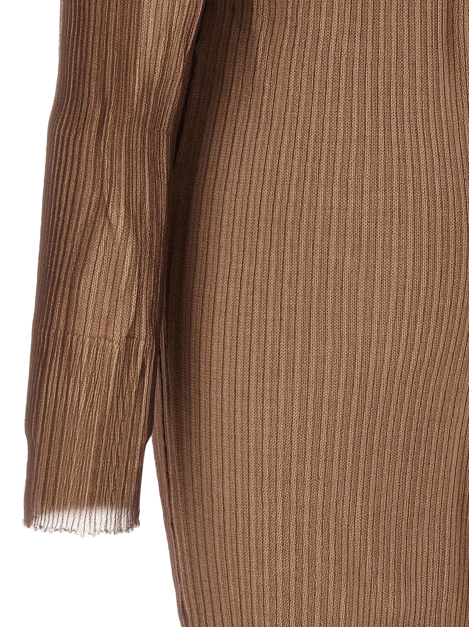 Indulge in the MM6 Maison Margiela Beige Polyamide Midi Dress, a masterpiece of avant-garde design and luxurious comfort, perfect for the discerning connoisseur.