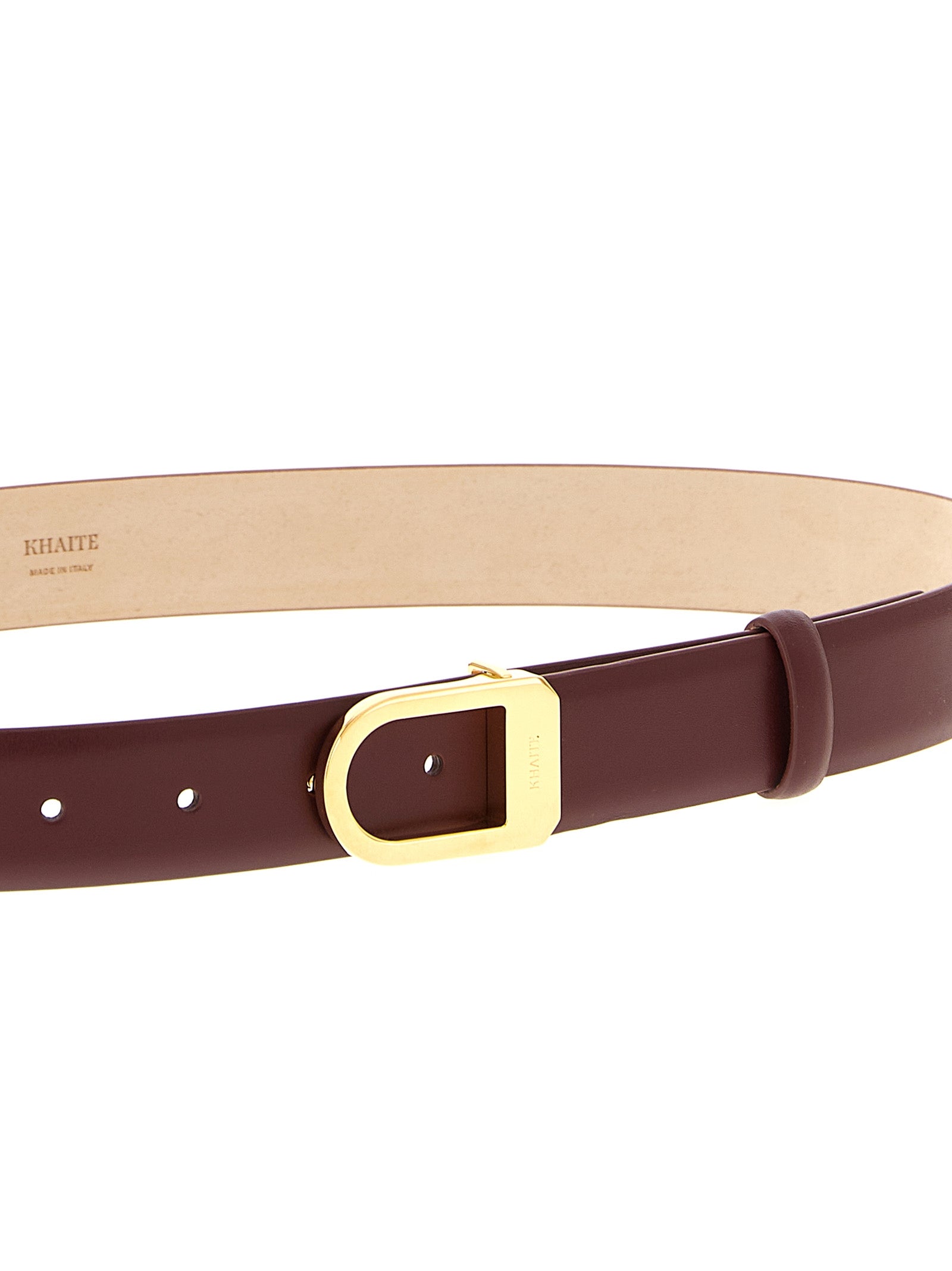 Elevate your style with the Khaite Bordeaux Calfskin Regular Belt, a masterful blend of artisanal craftsmanship and luxurious design, perfect for any sophisticated ensemble.