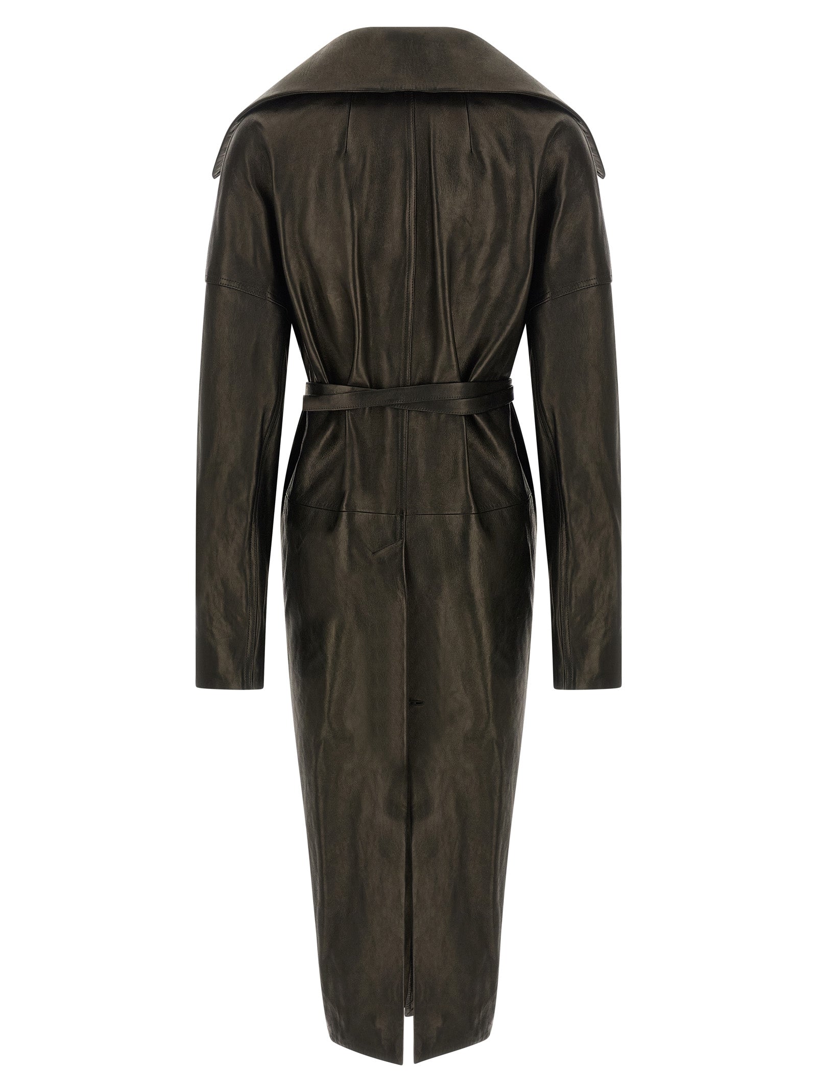 Rick Owens Black Lamb Leather Coat | Designer Couture Elegance