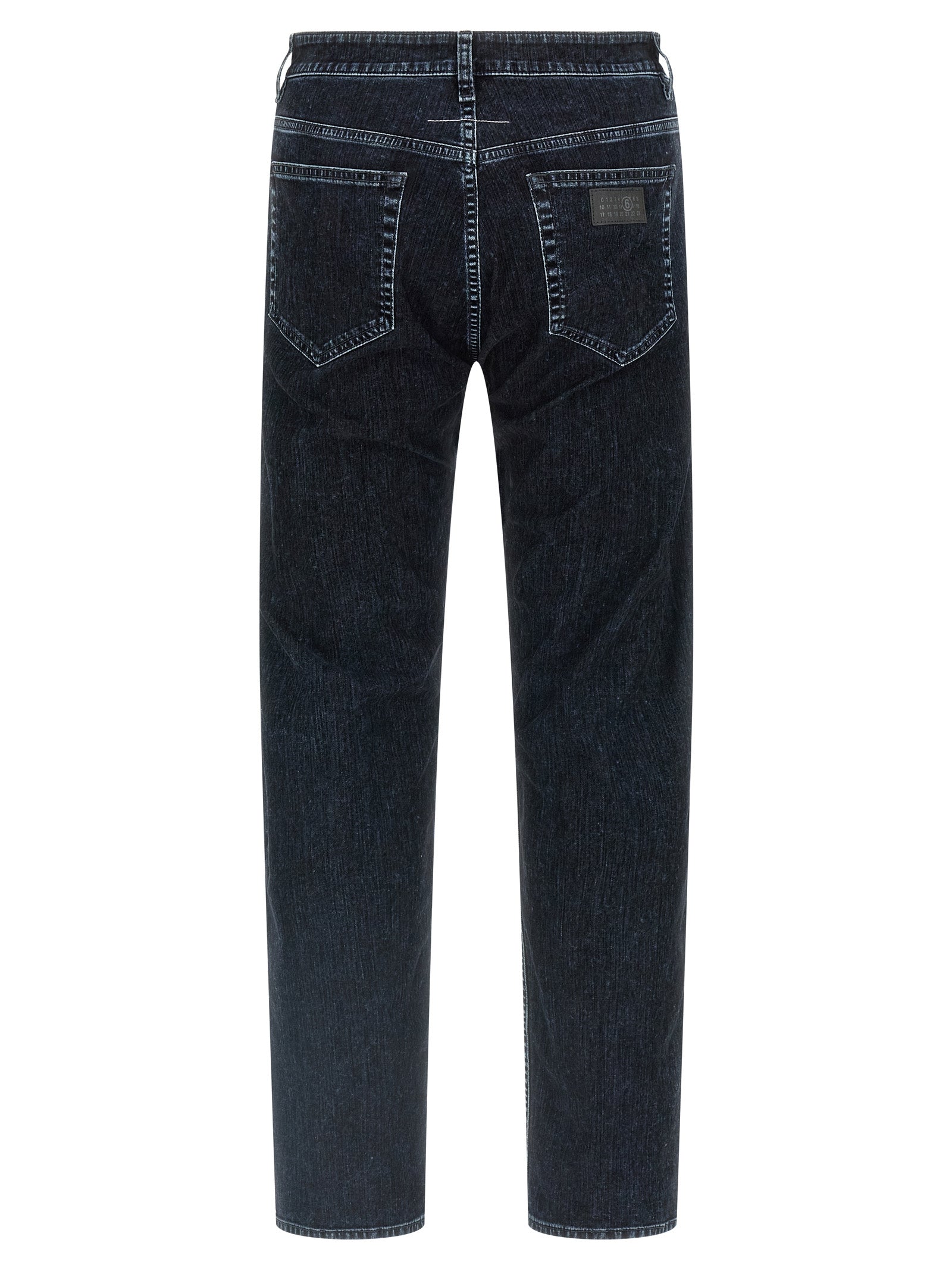 Indulge in the exquisite craftsmanship of MM6 Maison Margiela's Black Cotton Straight-Leg Jeans, where timeless elegance meets contemporary allure for the discerning individual.