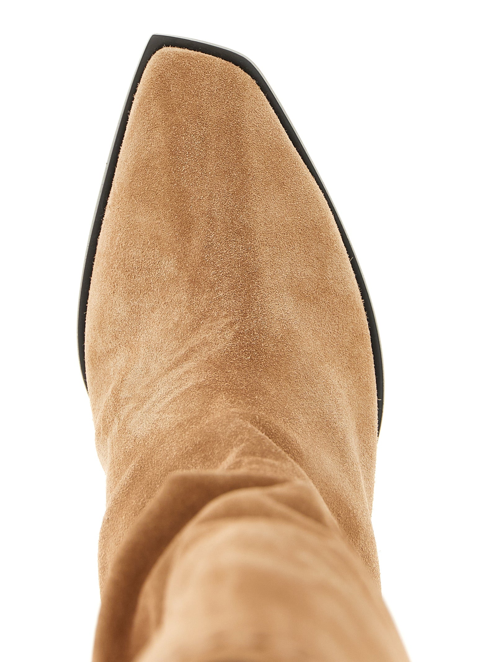 Elevate your style with Jimmy Choo's Hart beige over-the-knee boots, crafted from luxurious suede and designed for the discerning individual who embodies timeless elegance.