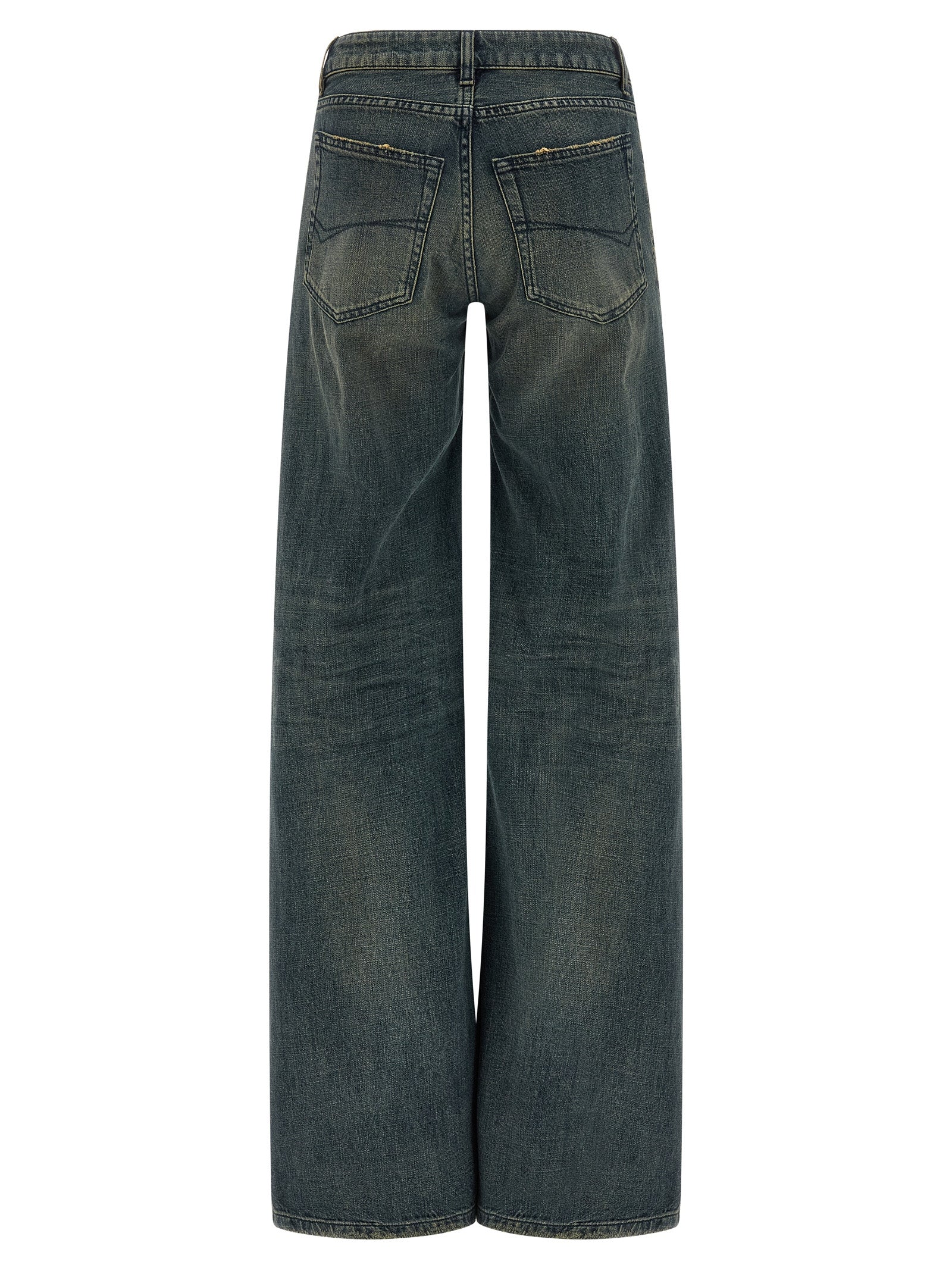 Balenciaga Blue Cotton Flared Jeans | Designer Couture Elegance