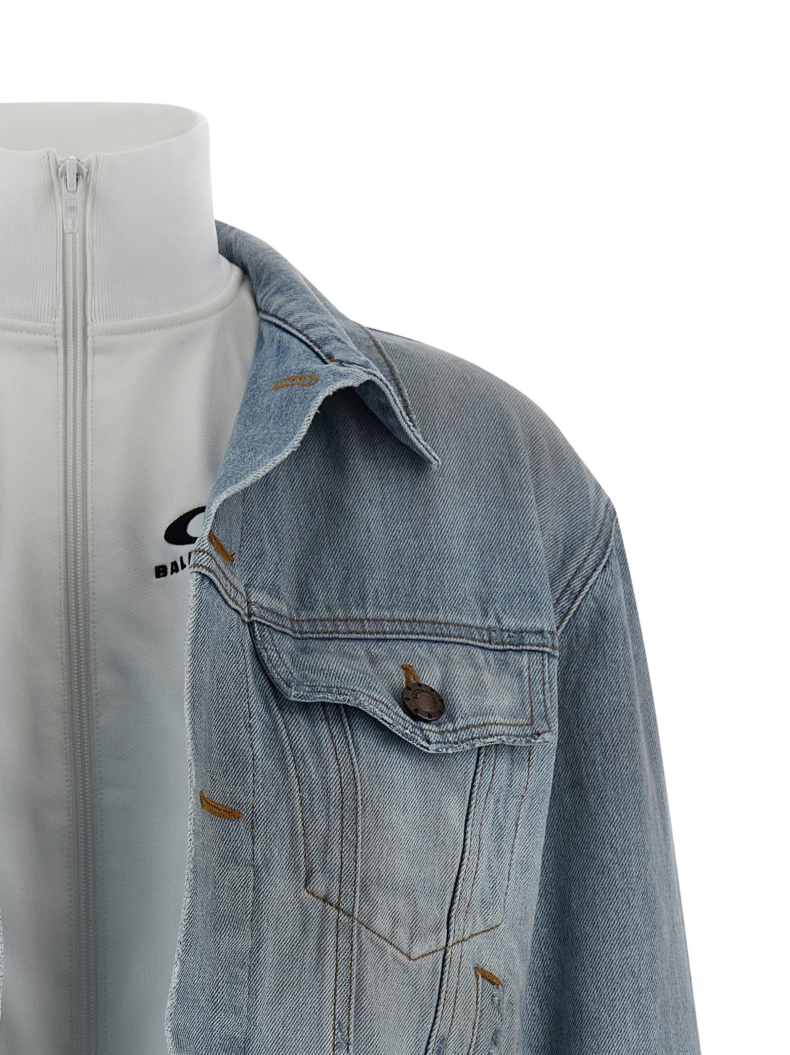 Balenciaga Blue Cotton Denim Jacket - Artisanal Luxury Fashion