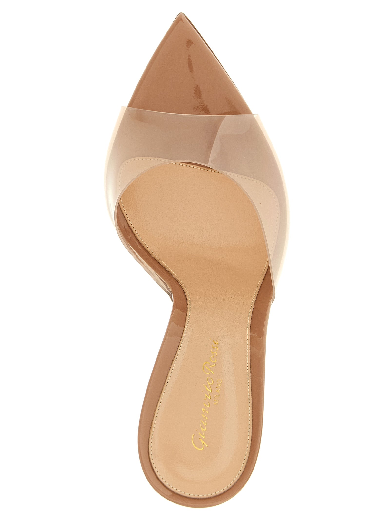 Elevate your elegance with Gianvito Rossi's Beige Plastic Stiletto Heel Sandals, where exquisite craftsmanship meets timeless allure for unforgettable moments.