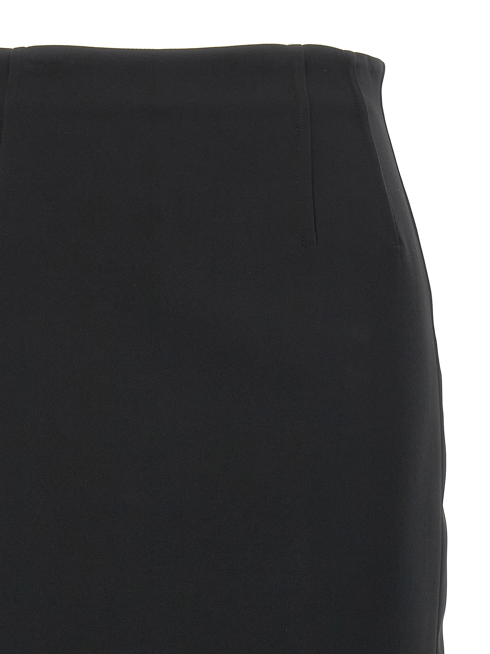 Discover the Max Mara Black Viscose Midi Skirt, a timeless piece crafted in Italy with luxurious satin inserts, embodying elegance and sophistication for the discerning individual.