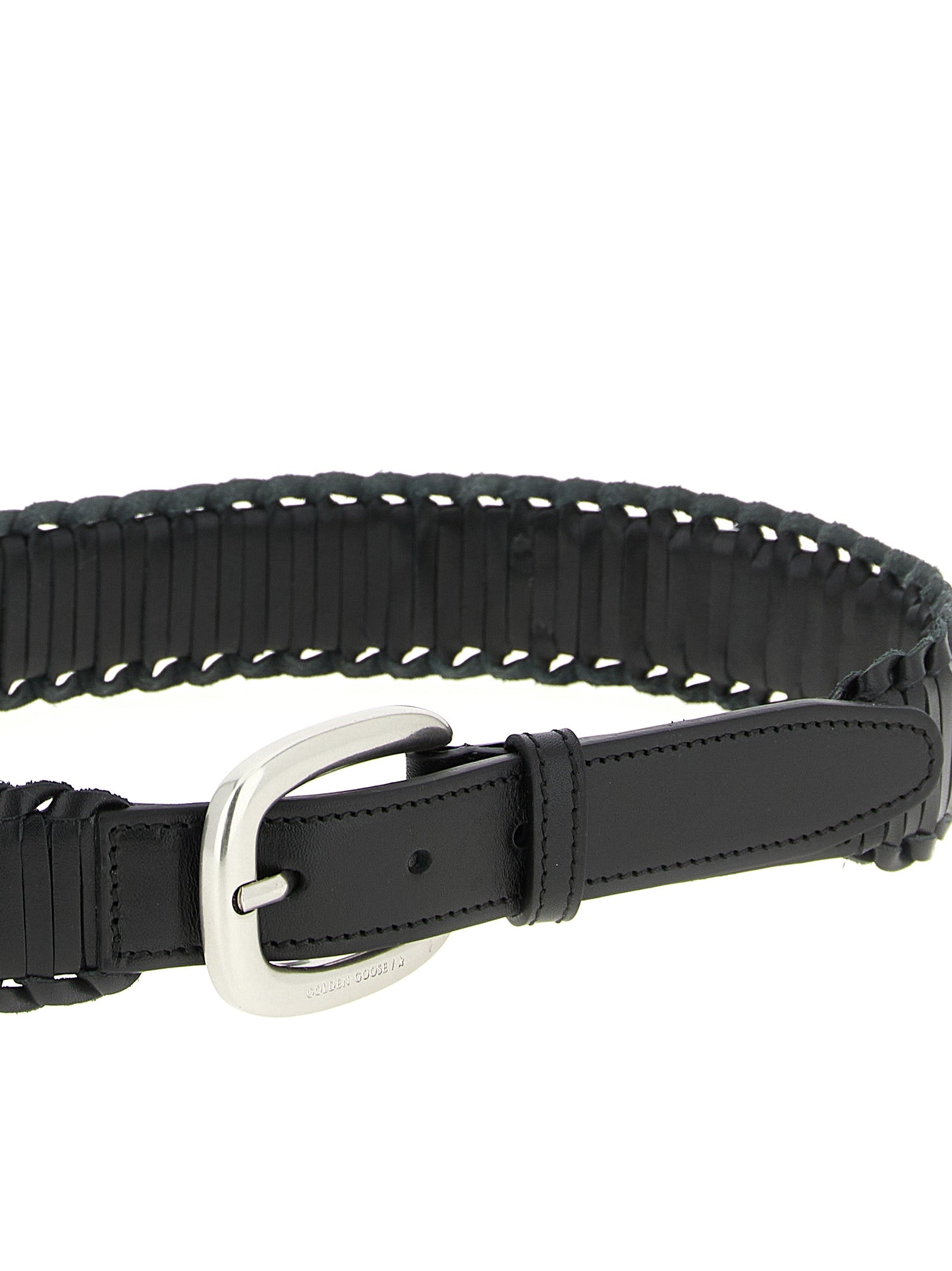 Golden Goose Black Cowhide Regular Belt - Artisanal Luxury Accessory