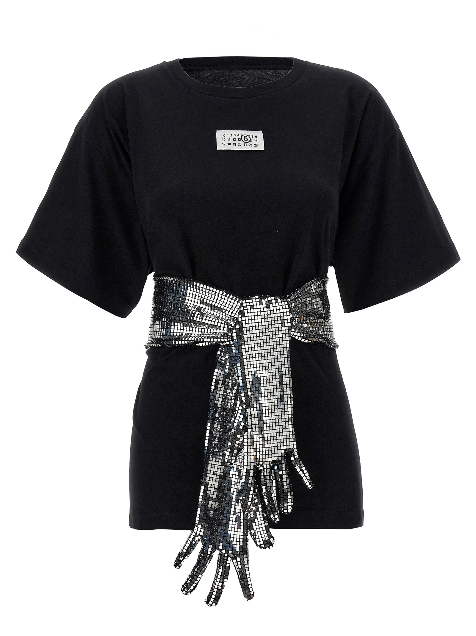 Elevate your style with the MM6 Maison Margiela Black Cotton T-Shirt, a masterpiece of artisanal luxury crafted in Italy, perfect for self-expression and sophistication.
