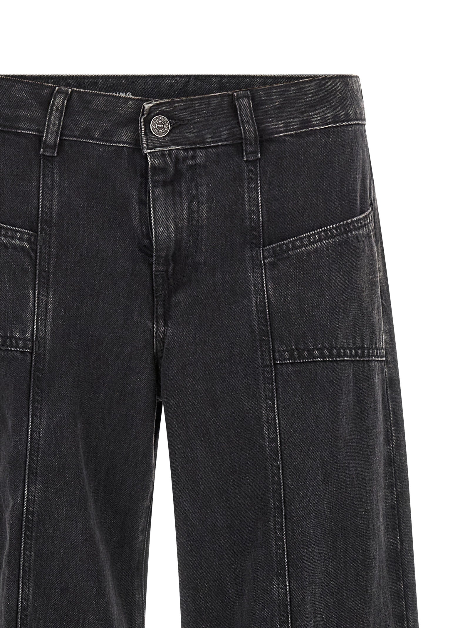 Diesel Black Wide Leg Jeans - Designer Luxury Denim Couture