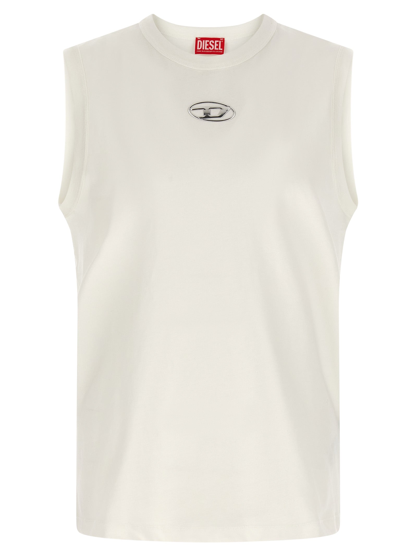 Diesel White Cotton Sleeveless T-Shirt | Artisanal Luxury Fashion