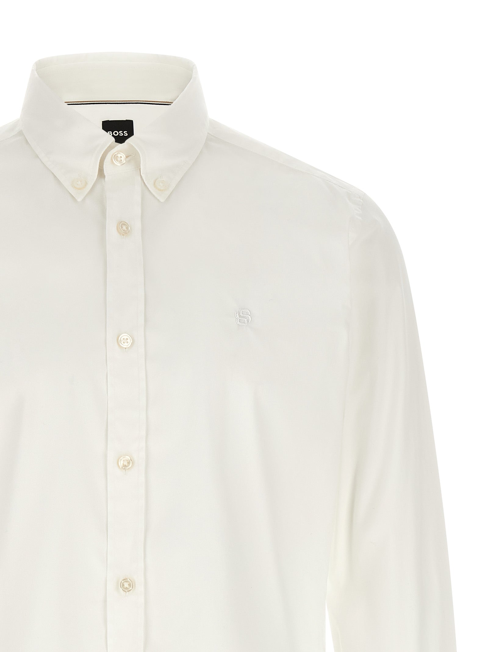 Hugo Boss White Cotton Blouse - Artisanal Luxury Elegance