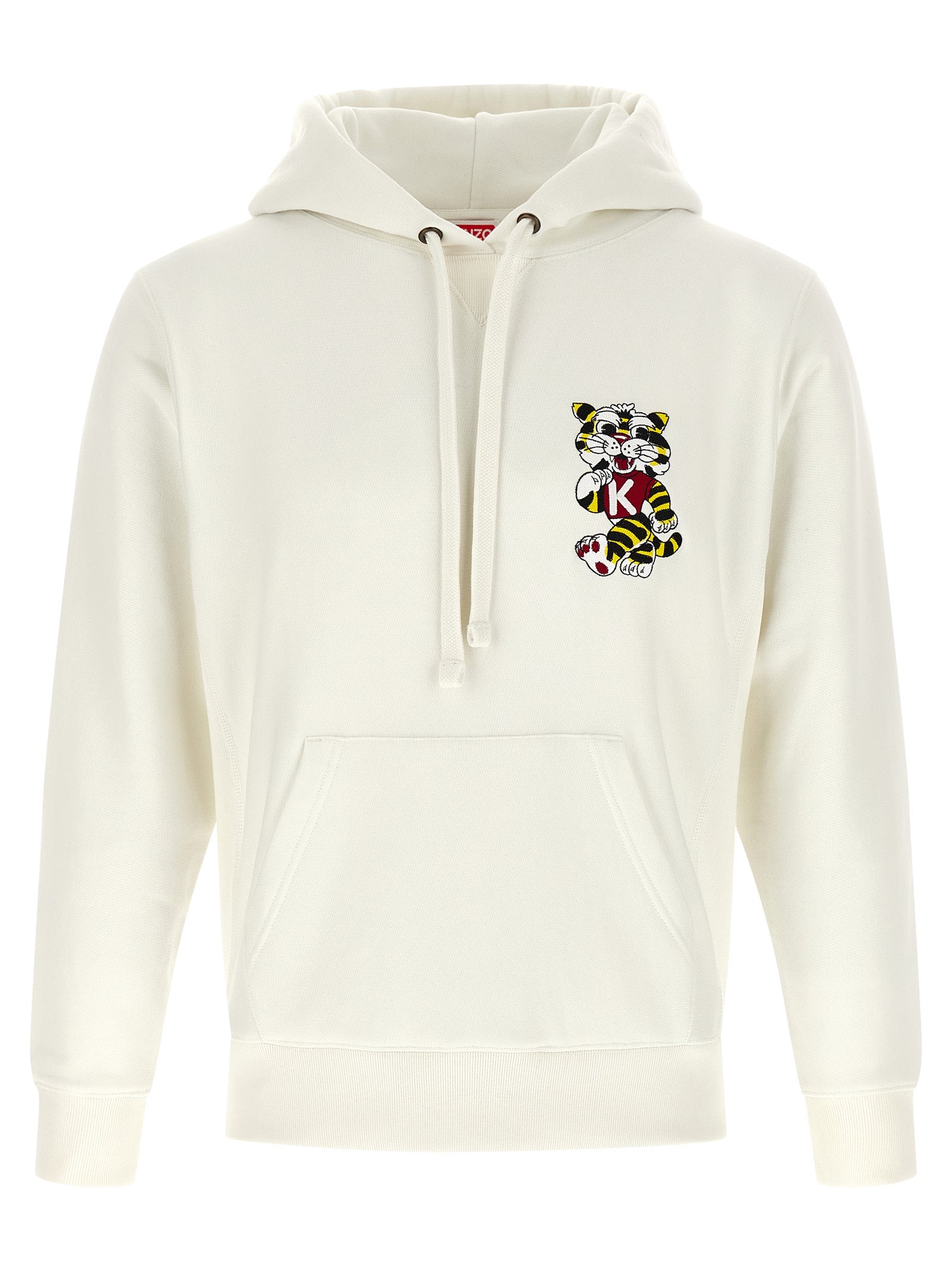 Discover the Kenzo White Cotton Sweatshirt, a luxurious blend of artistry and comfort, featuring striking tiger embroidery that embodies sophistication and individuality.
