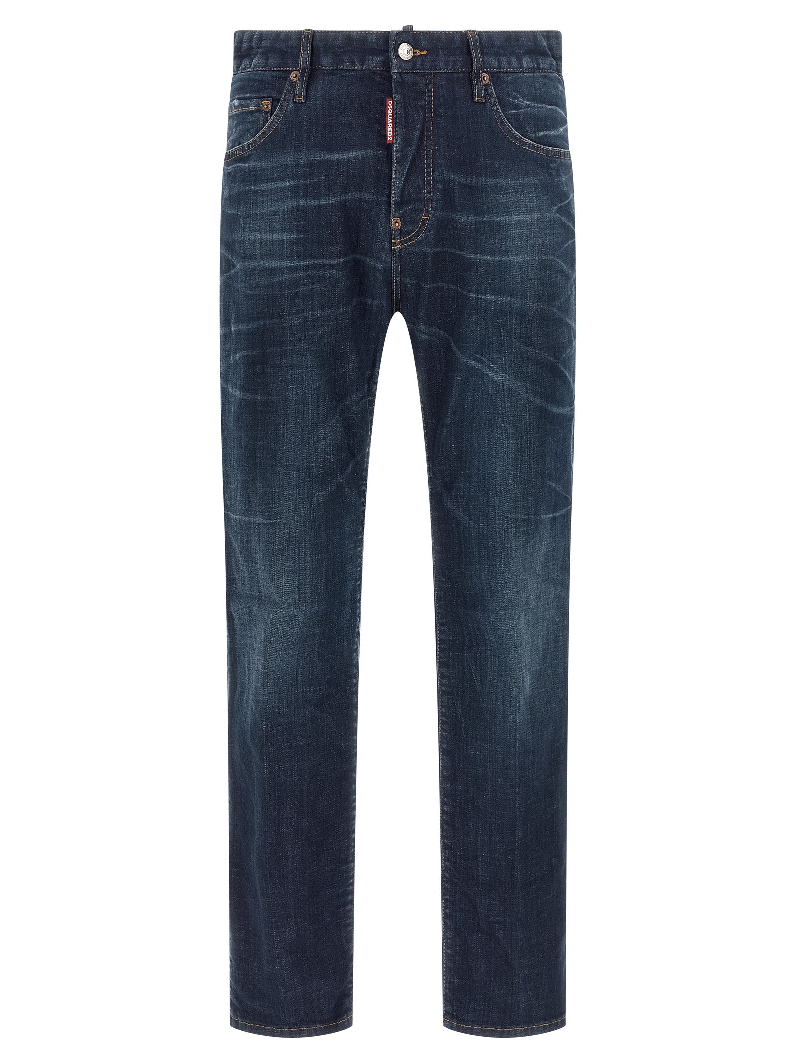 Dsquared² Blue Cotton Straight-Leg Jeans - Designer Luxury Denim