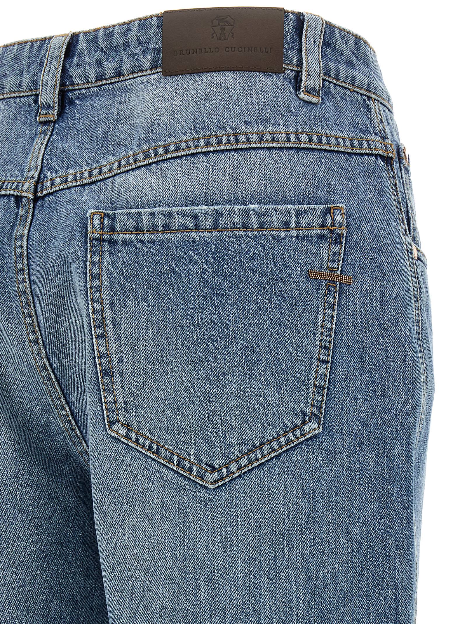 Brunello Cucinelli Blue Cotton Straight-Leg Jeans, Designer Elegance
