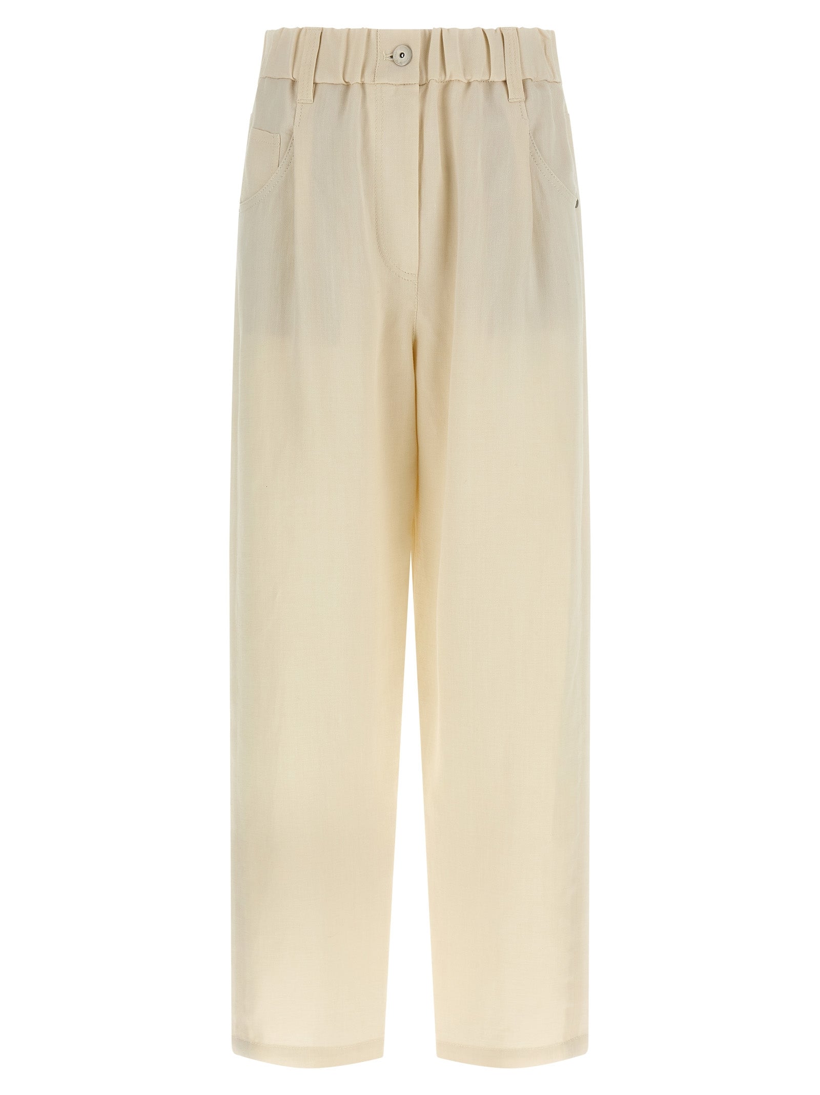Brunello Cucinelli White Viscose Casual Pants, Artisanal Luxury