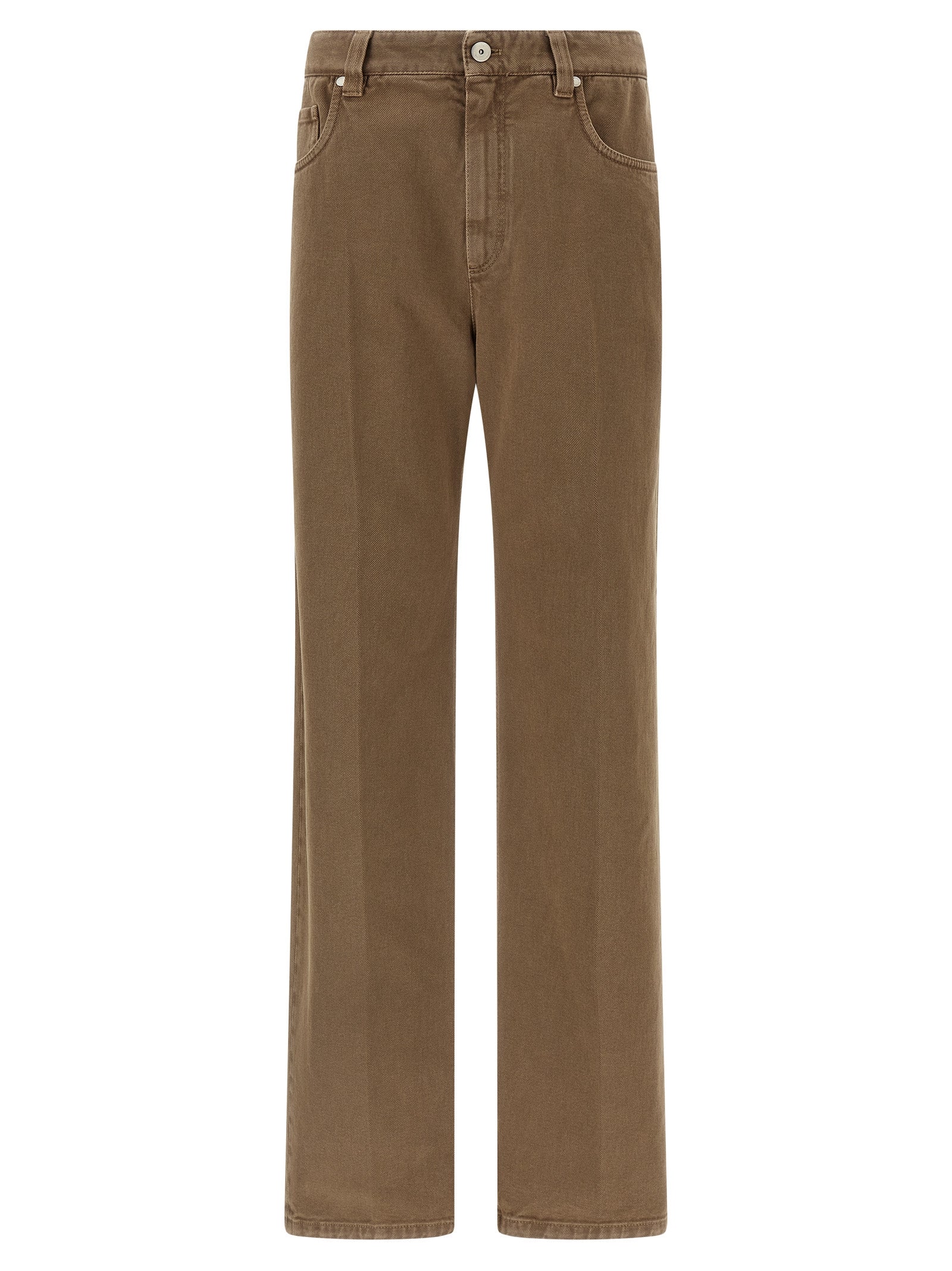 Brunello Cucinelli Beige Cotton Straight-Leg Jeans - Designer Elegance